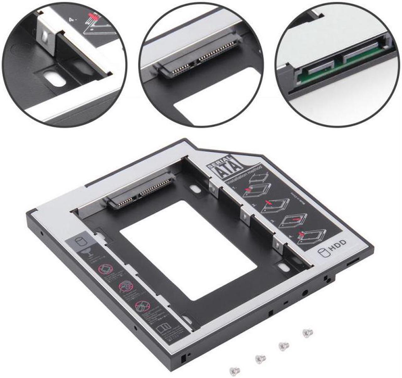 2nd HDD Caddy 9.5mm For 2.5" 2TB SATA 3.0 SSD Case Hard Disk Drive Enclosure Box + LED For Laptop CD-ROM DVD-ROM Optibay