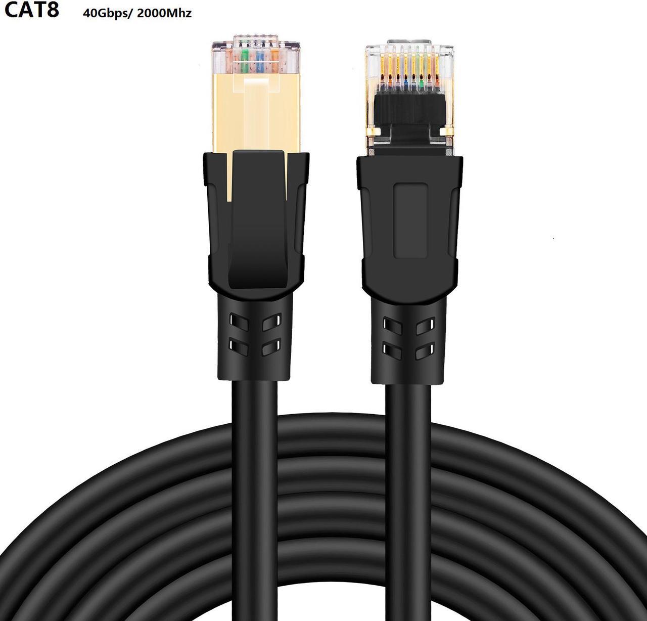 Cat8 Ethernet Cable,Outdoor&Indoor, 6.6FT Heavy Duty High Speed 26AWG Cat8 LAN Network Cable 40Gbps, 2000Mhz with Gold Plated RJ45 Connector for Router/Gaming/Modem,Weatherproof fasrer than cat7 cat6