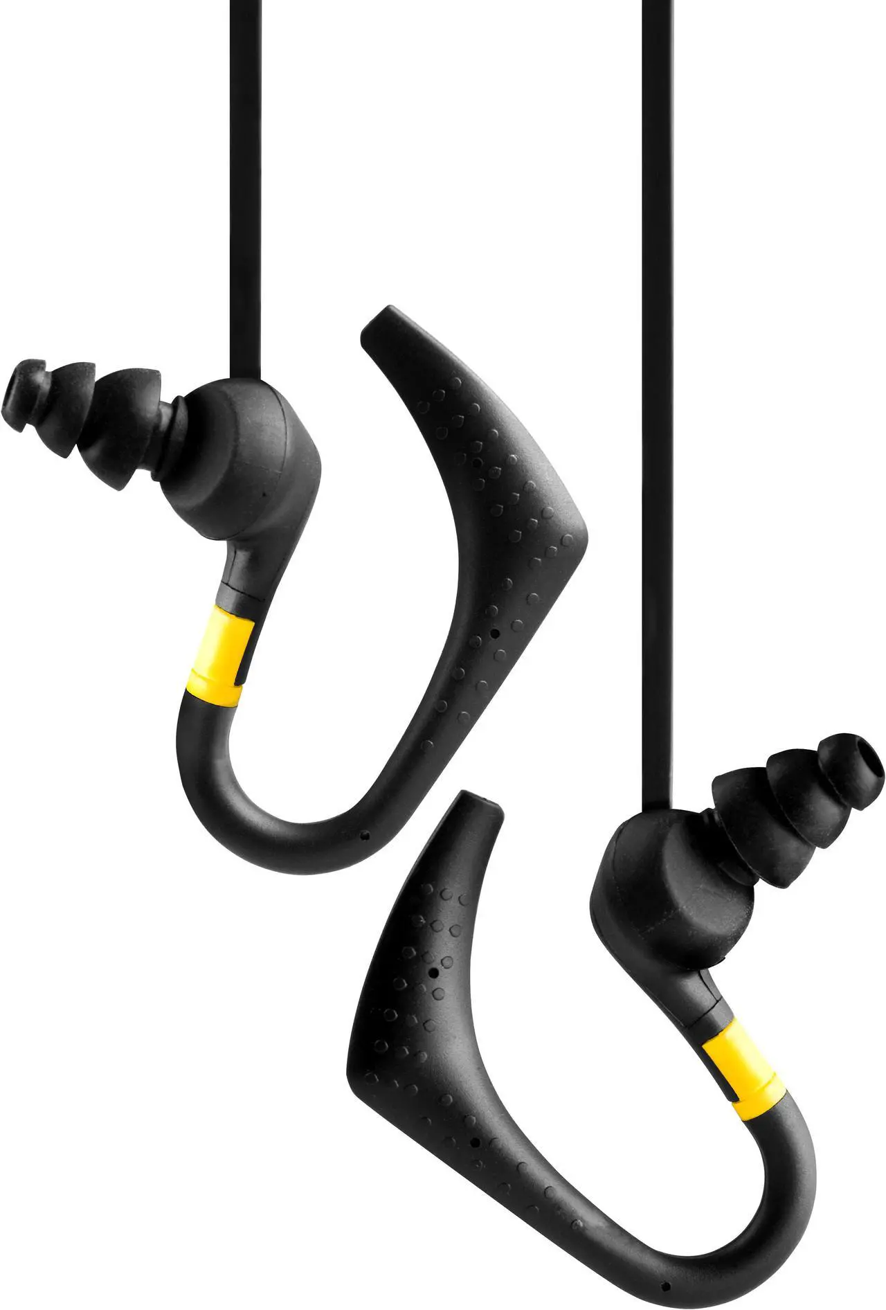 Alt view image 2 of 5 - Veho Black/Yellow CEVEP-005-ZS2 3.5mm Connector ZS-2 Water Resistant Sport Hook Earbuds