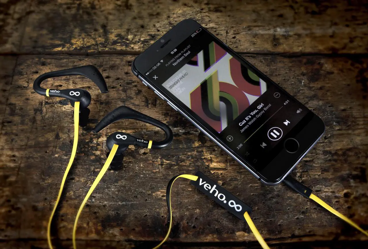 Alt view image 4 of 5 - Veho Black/Yellow CEVEP-005-ZS2 3.5mm Connector ZS-2 Water Resistant Sport Hook Earbuds