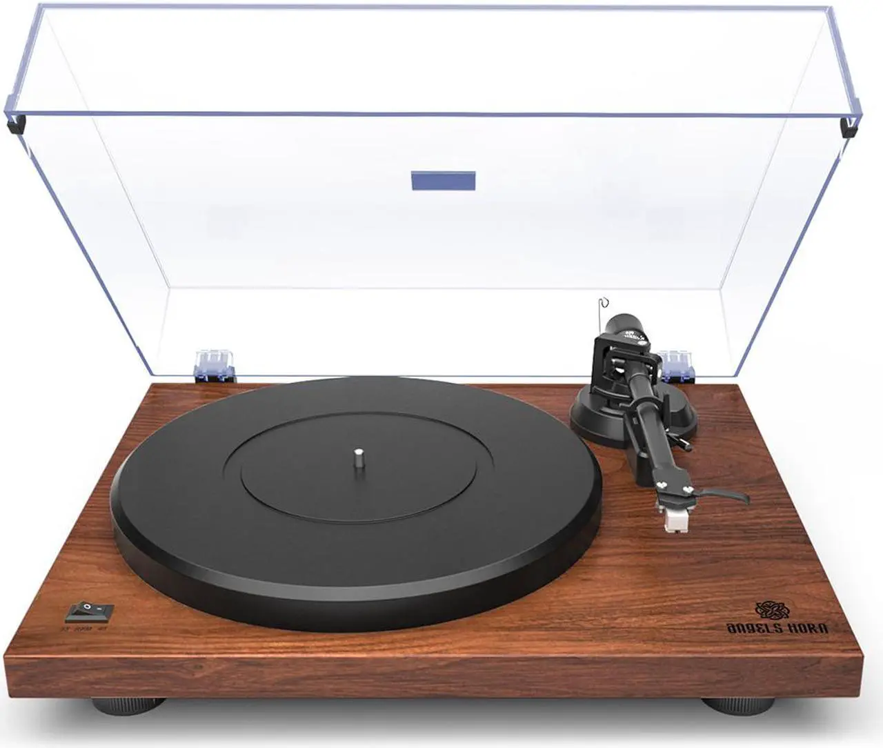 Main image of ANGELS HORN Vinyl Turntable Record Player, Built-in 2-Speed Phono Preamp and Belt Drive for Vinyl Records- AT-3600L (Walnut Wood)