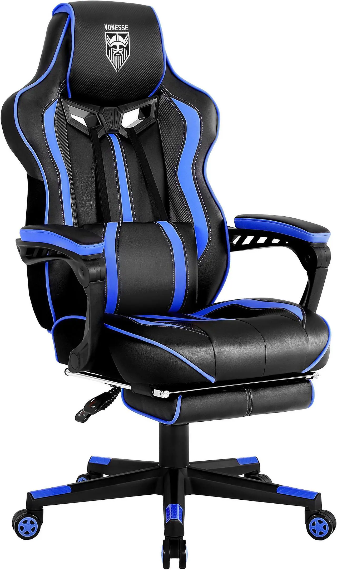 Main image of Gaming Chair with Footrest, Reclining Computer Chair with Massage, Big and Tall Gamer Chair, High Back Gaming Desk Chair, Ergonomic PC Gaming Chair, Computer Gaming Chairs for Adults 300LBS (Blue)