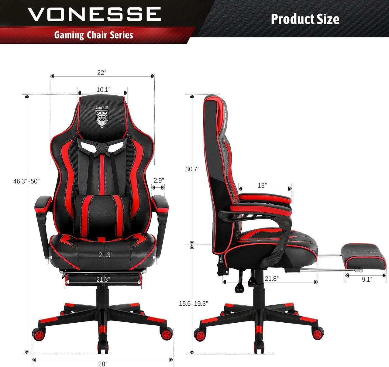 Alt view image 7 of 7 - Reclining Gaming Chair with Footrest, Gaming Computer Chair with Massage, Recliner Computer Chair, High Back Gaming Desk Chair, Racing Style Gamer Chair, Big and Tall Gaming Chairs for Adults (Red)