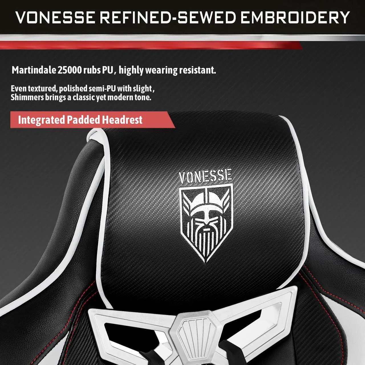 Alt view image 4 of 7 - Vonesse Gaming Chair with Footrest, Reclining Computer Gaming Chair with Massage, Gamer Chair Big and Tall, Game Chair for Adults, Ergonomic Gaming Desk Chair, Racing Chair with Lumbar Pillow (White)