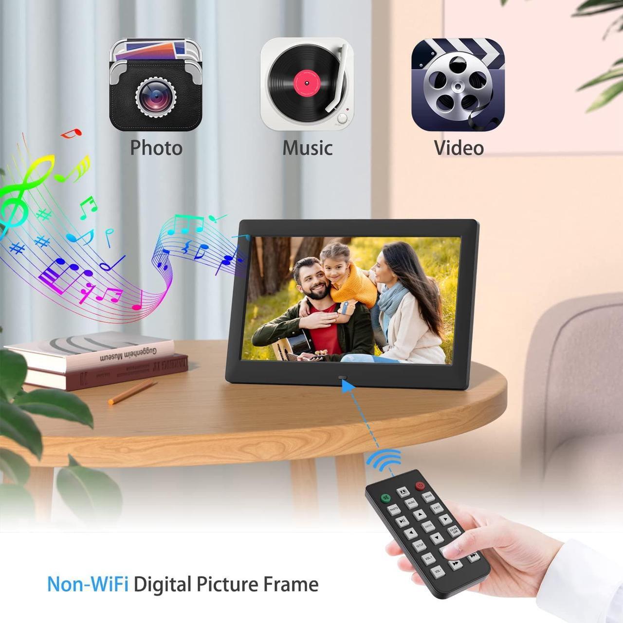 Alt view image 3 of 7 - Dhwazz 10.1 Inch USB Digital Picture Frame, Non-WiFi SD Card Smart Photo Frames IPS Screen HD Display with Remote Control, Support Video and Music, Slideshow, Wall Mountable, Easy to use for Seniors