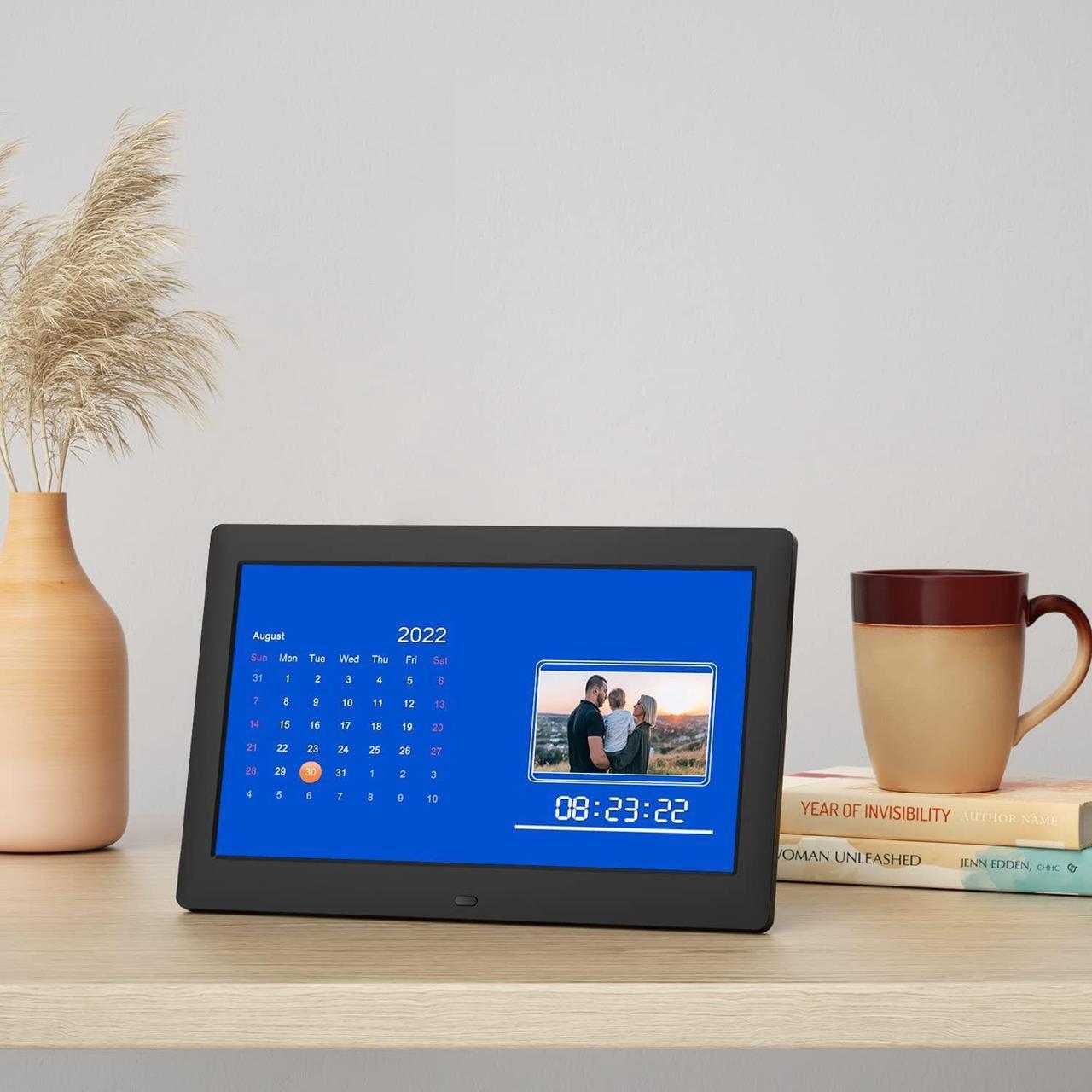 Alt view image 5 of 7 - Dhwazz 10.1 Inch USB Digital Picture Frame, Non-WiFi SD Card Smart Photo Frames IPS Screen HD Display with Remote Control, Support Video and Music, Slideshow, Wall Mountable, Easy to use for Seniors