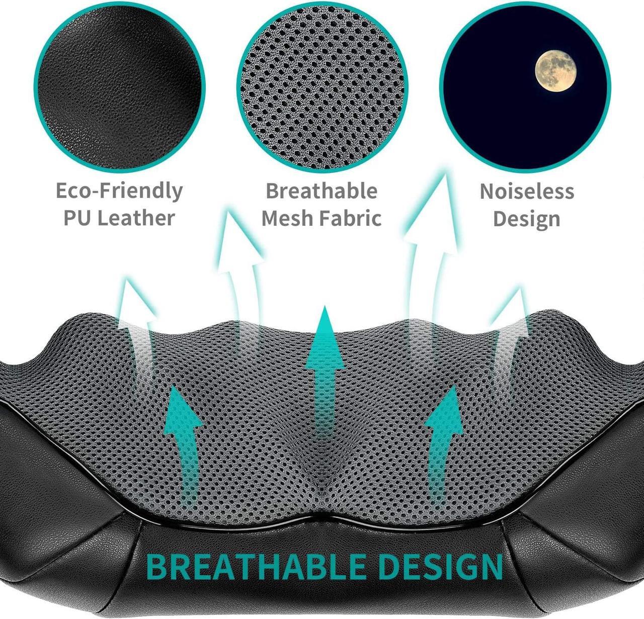 Alt view image 5 of 7 - Shiatsu Neck and Back Massager with Soothing Heat,  Electric Deep Tissue 3D Kneading Massage Pillow for Shoulder, Leg, Body Muscle Pain Relief, Home, Office, and Car Use