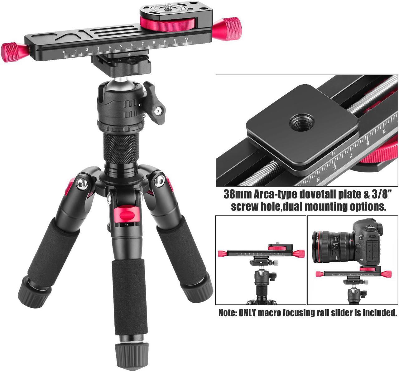 Alt view image 3 of 6 - koolehaoda Metal Wormdrive Macro Focusing Focus Rail Slider/Close-up Shooting Clamp Plate: 115mm Adjustment with 1/4"Screw Head for DSLR Cameras,Tripod Ballhead, Arca/RRS Lever Clamp Compati (W-160)