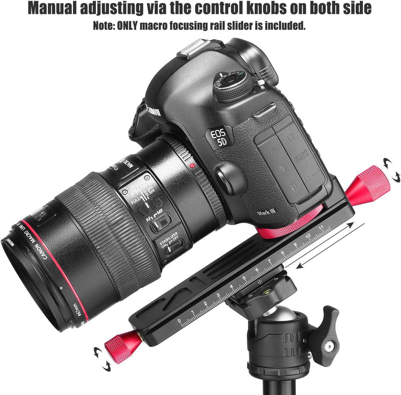 Alt view image 5 of 6 - koolehaoda Metal Wormdrive Macro Focusing Focus Rail Slider/Close-up Shooting Clamp Plate: 115mm Adjustment with 1/4"Screw Head for DSLR Cameras,Tripod Ballhead, Arca/RRS Lever Clamp Compati (W-160)