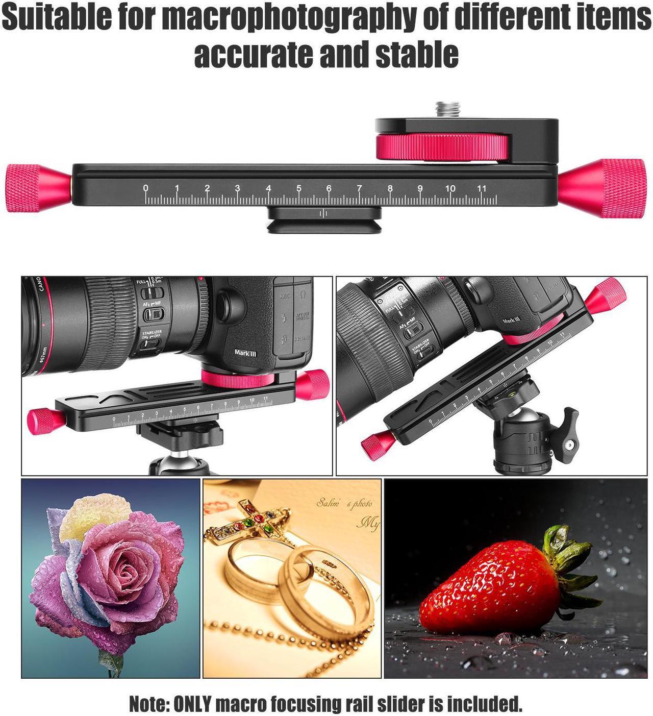 Alt view image 4 of 6 - koolehaoda Metal Wormdrive Macro Focusing Focus Rail Slider/Close-up Shooting Clamp Plate: 115mm Adjustment with 1/4"Screw Head for DSLR Cameras,Tripod Ballhead, Arca/RRS Lever Clamp Compati (W-160)
