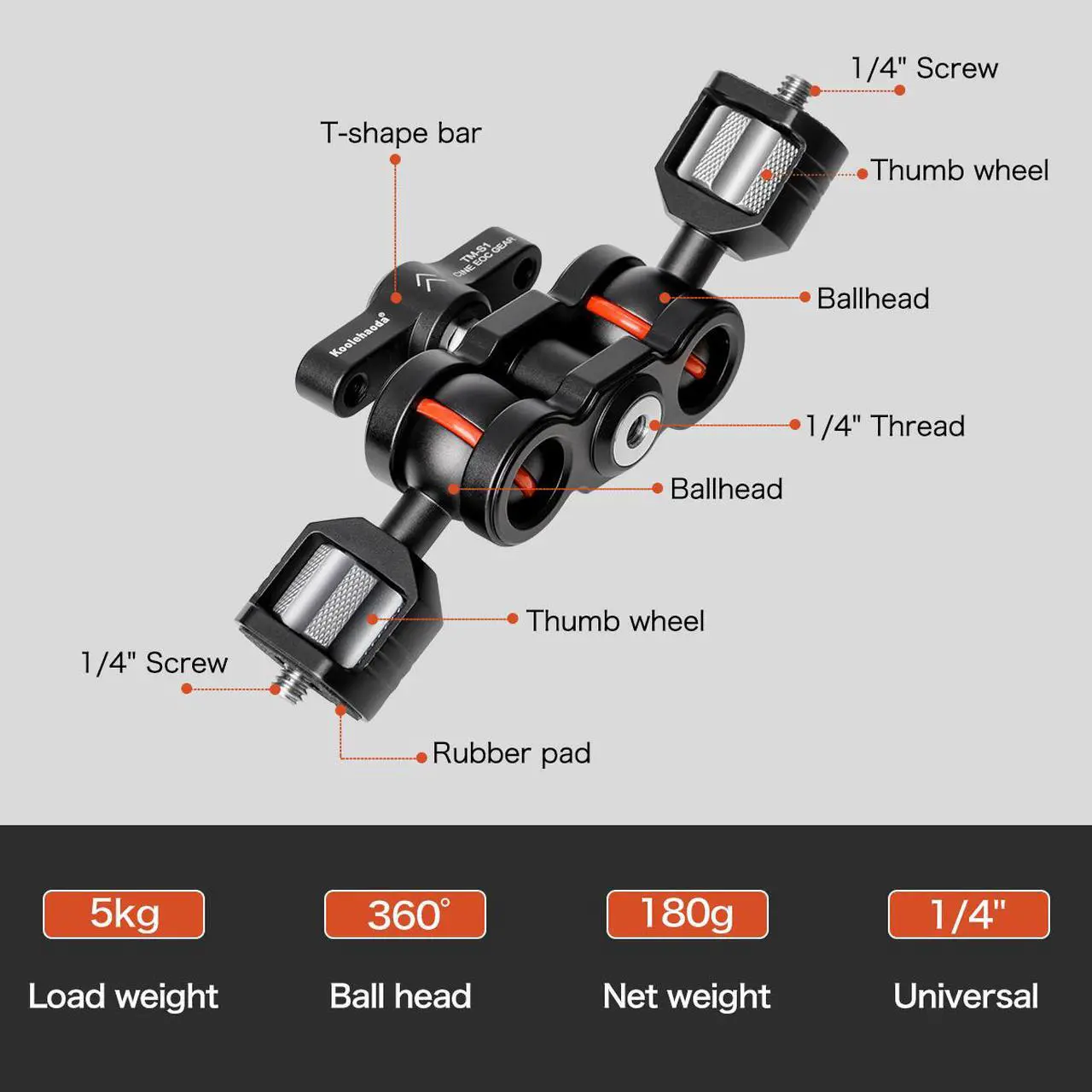 Alt view image 6 of 6 - Koolehaoda Large magic arm,load 5KG,Articulating Magic Arm with Double Ballheads for Camera Cage Rig Kit Handle Plate, Field Monitor, Lights,Microphone,Audio Recorders(TMS-1)