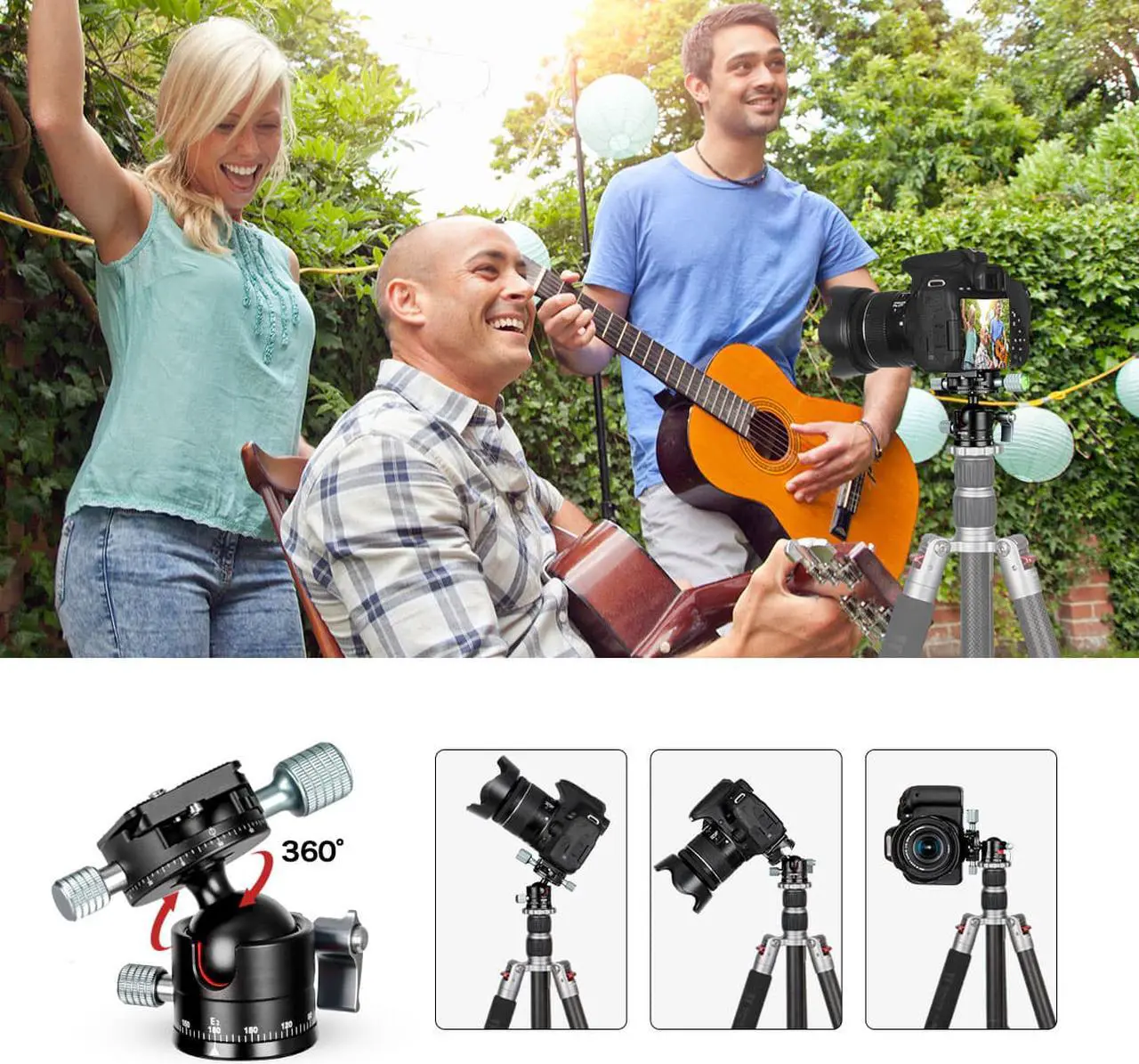 Alt view image 6 of 7 - Koolehaoda Low Profile Ball Head, 360 Degrees Double Panoramic Head F36mm Metal ball diameter and 1/4" Screw Arca-Type QR Plate for DSLR,Tripod. Max Load 33lbs/15kg