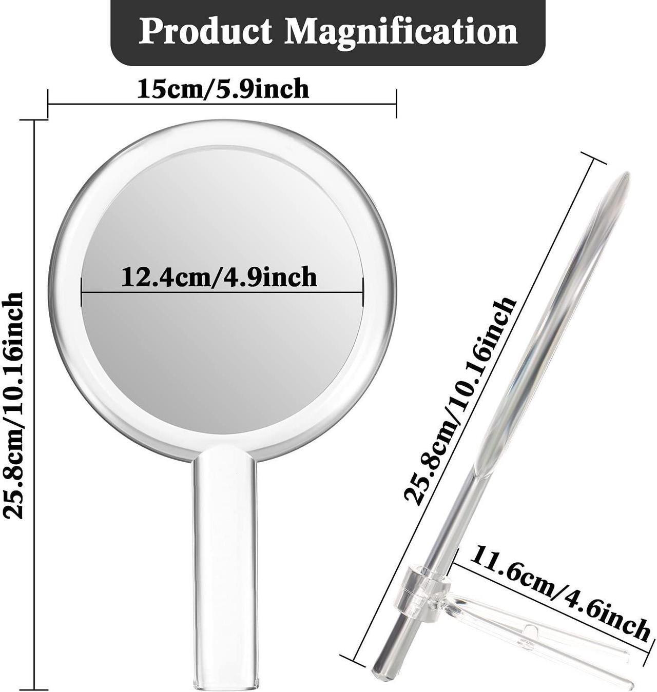 Alt view image 3 of 7 - MILEDUO Double-Sided Handheld Mirror with Stand 1X/10X Magnifying Mirror with Handle Clear Adjustable Handheld Mirror Round Makeup Hand Mirror for Women Girls Makeup Tools Home Travel Use