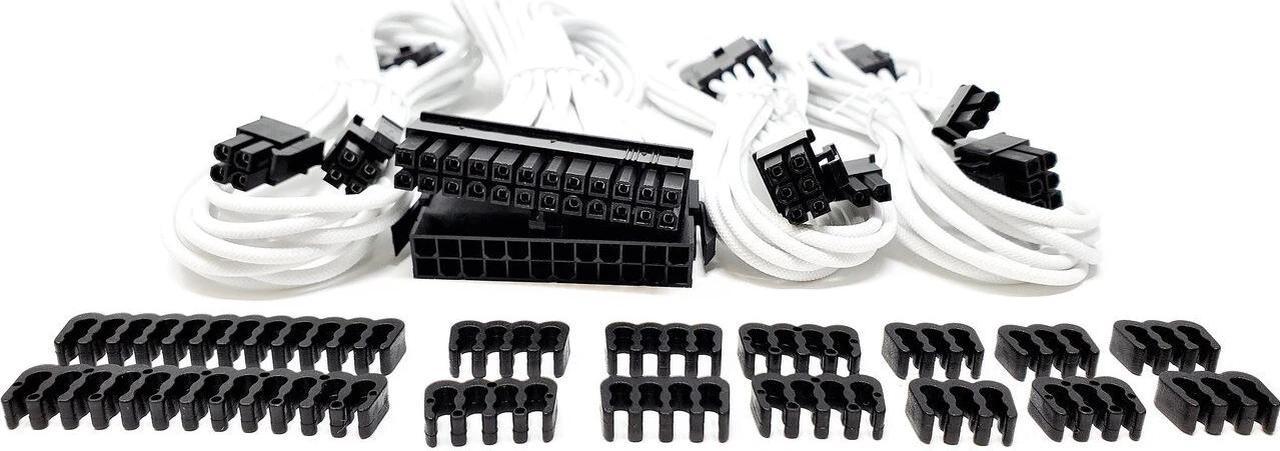 Micro Connectors Premium Sleeved PSU Cable Extension Kit (White)