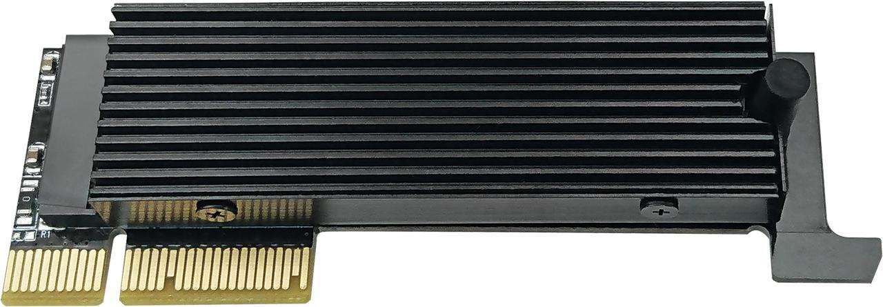 Micro Connectors Low-Profile M.2 NVMe SSD to PCIe 4.0 Adapter with Heat Sink for 1U