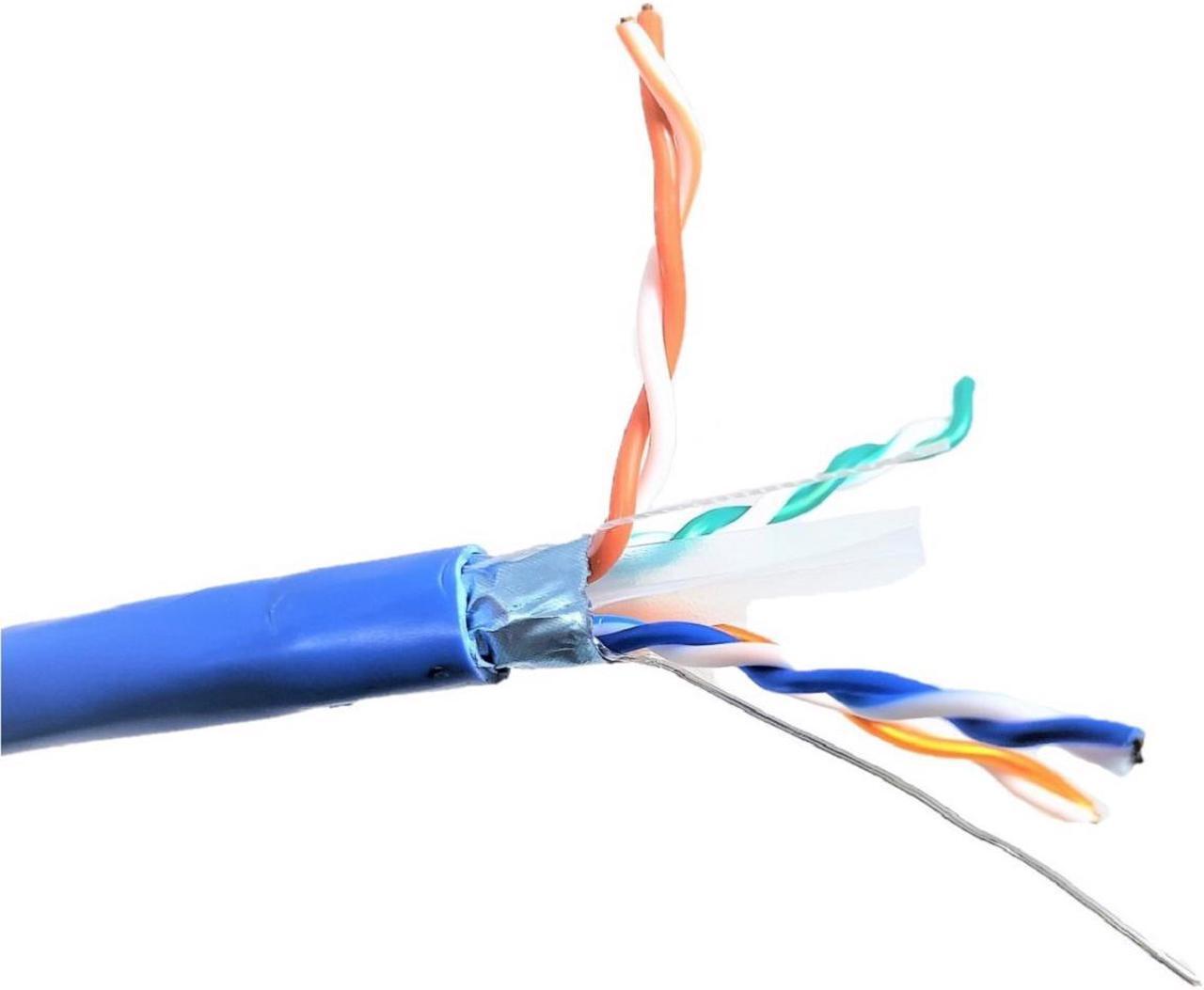 Alt view image 5 of 9 - Micro Connectors 1000 Feet Solid Shielded (STP) CAT6 Outdoor, UV Resistant Bulk Ethernet (23AWG) Cable - Blue (TR4-560BL-OUT)