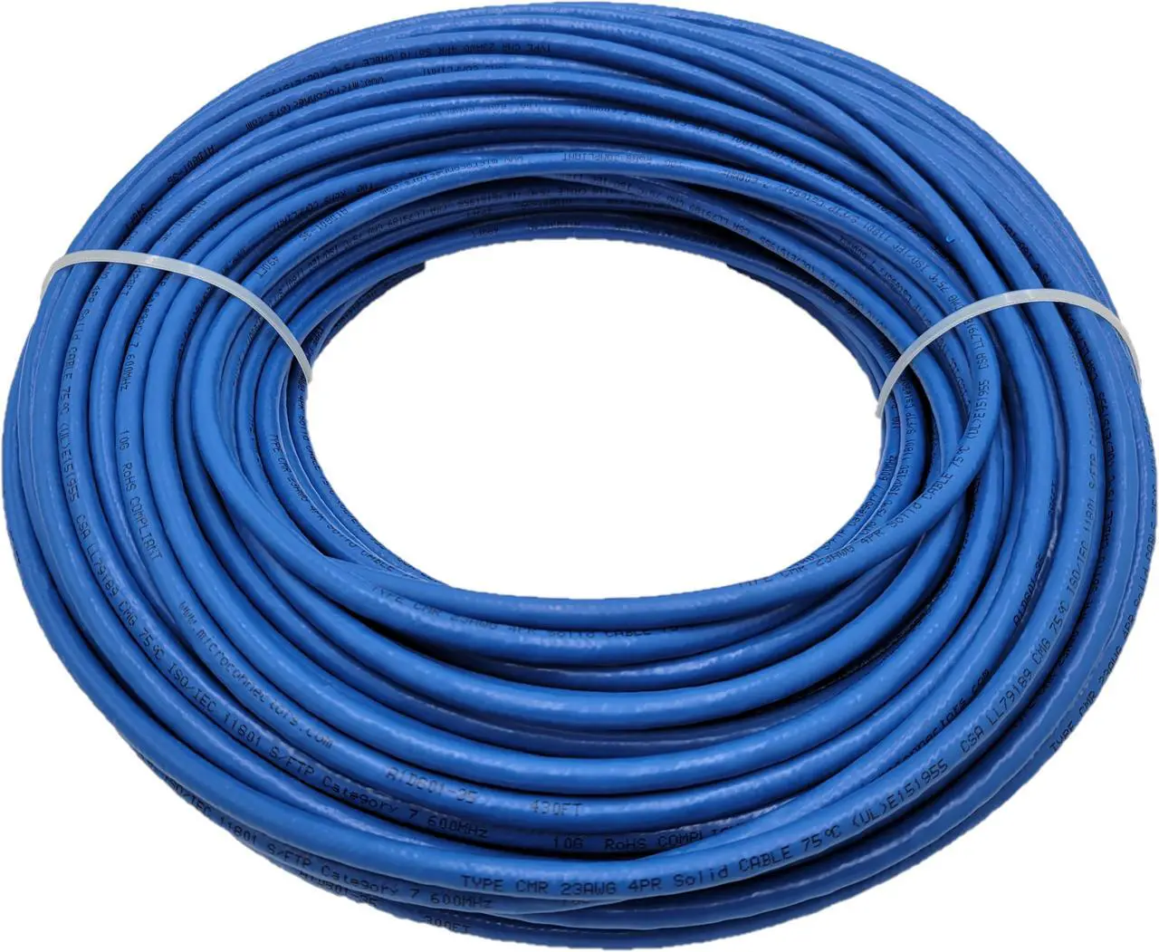 Alt view image 3 of 4 - Micro Connectors 250 Feet Cat7 Bulk Ethernet 23AWG Cable Solid & Shielded (S/FTP) CMR Riser (Blue) (TR4-580SRBL-250)