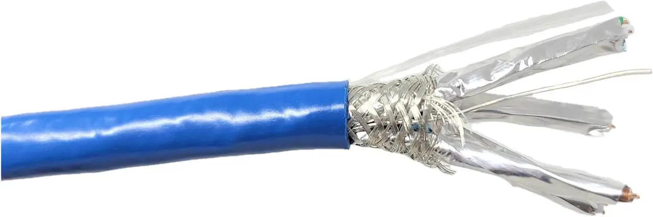 Main image of Micro Connectors 250 Feet Cat7 Bulk Ethernet 23AWG Cable Solid & Shielded (S/FTP) CMR Riser (Blue) (TR4-580SRBL-250)