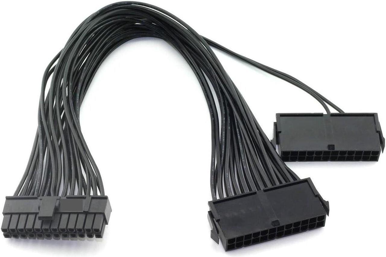 Micro Connectors 12 Inches Dual Power Supply 24-Pin Adapter Cable (F04-239BK)