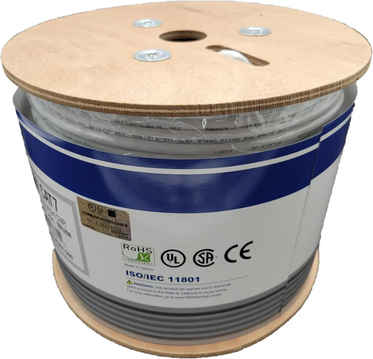 Alt view image 6 of 7 - Micro Connectors 500 Feet Cat7 23AWG Solid & Shielded Bulk Ethernet Cable (S/FTP) CMR Riser-rated (White) (TR4-580SRWH-500)