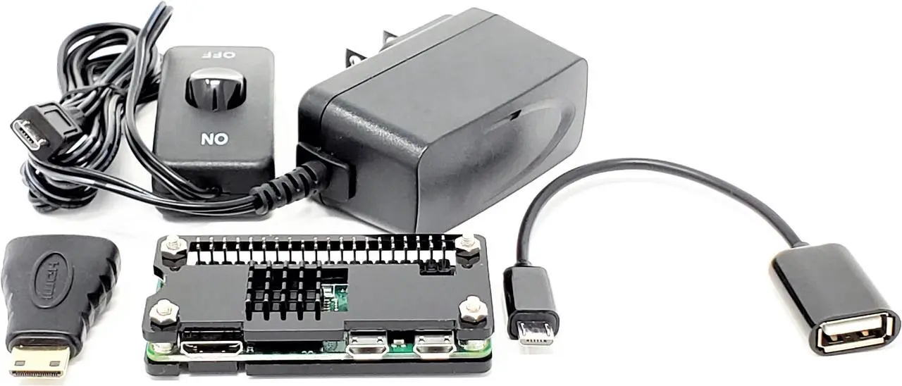 Main image of Micro Connectors Raspberry Pi Zero Starter Case Kit with Power Adapter and Cables (RAS-PCS01PWR-BK)