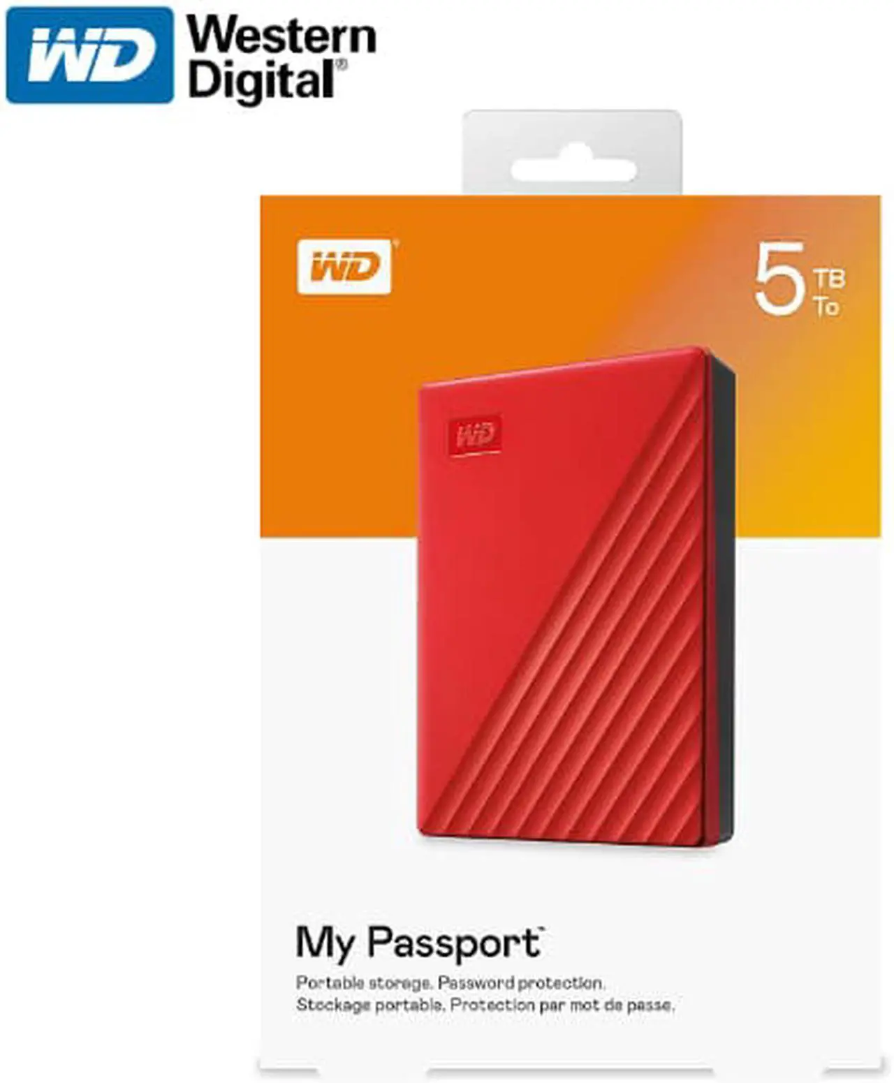 Alt view image 6 of 13 - WD 5TB My Passport Portable Storage USB 3.2 Gen 1 - Red - WDBPKJ0050BRD-WESN
