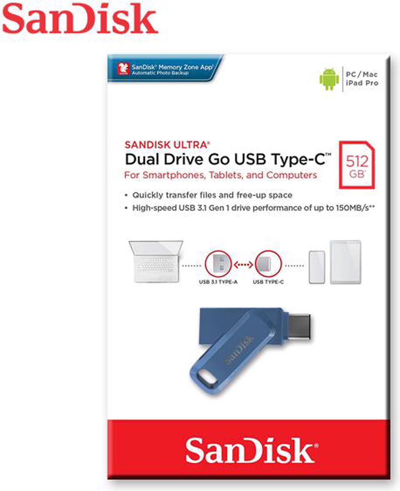 SanDisk 512GB Ultra Dual Drive Go USB Type-C OTG USB 3.1 Navy Blue (SDDDC3-0512G-G46NB)