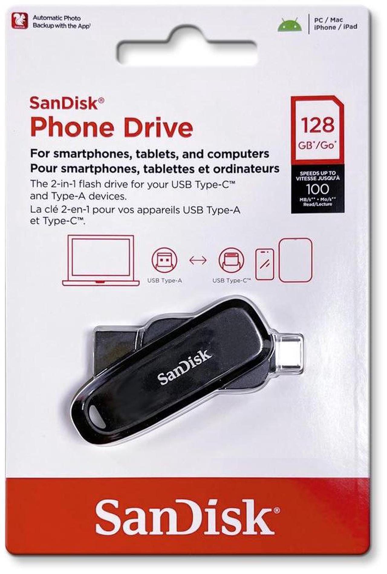 Main image of SanDisk 128GB Phone Drive OTG USB Type-C & Type-A USB 3.2 Gen 1 read speeds up to 100MB/s [Black] Black 128GB