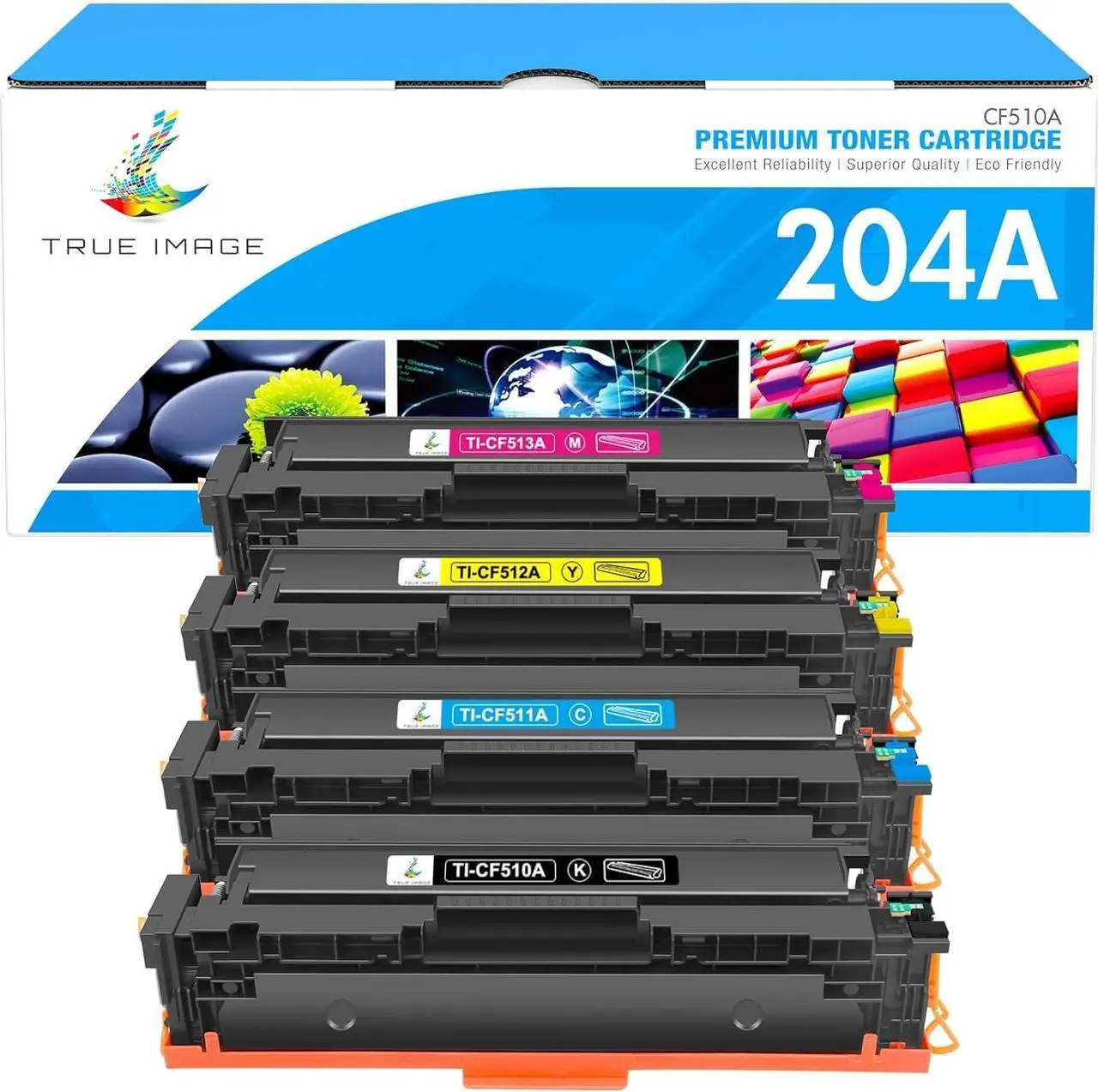 Main image of TRUE IMAGE 204A Toner Cartridges 4 Pack Compatible Replacement for HP 204A Work for HP Color Laserjet Pro MFP M154nw M154a M180nw M180n M181fw Printer (Black Cyan Yellow Magenta)