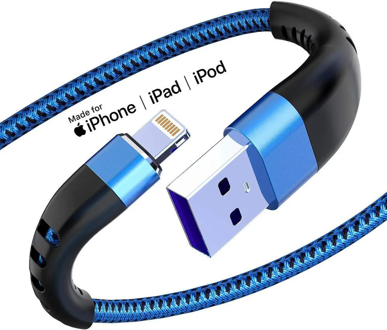 Main image of 2Pack for iPhone Charger Cord 6FT Lighting Cable 6 Feet to USB Charging Cable Nylon Braided Charging Cord 6 Foot Compatible with iPhone 14 13 12 11 X XS XR 15 Pad - Blue