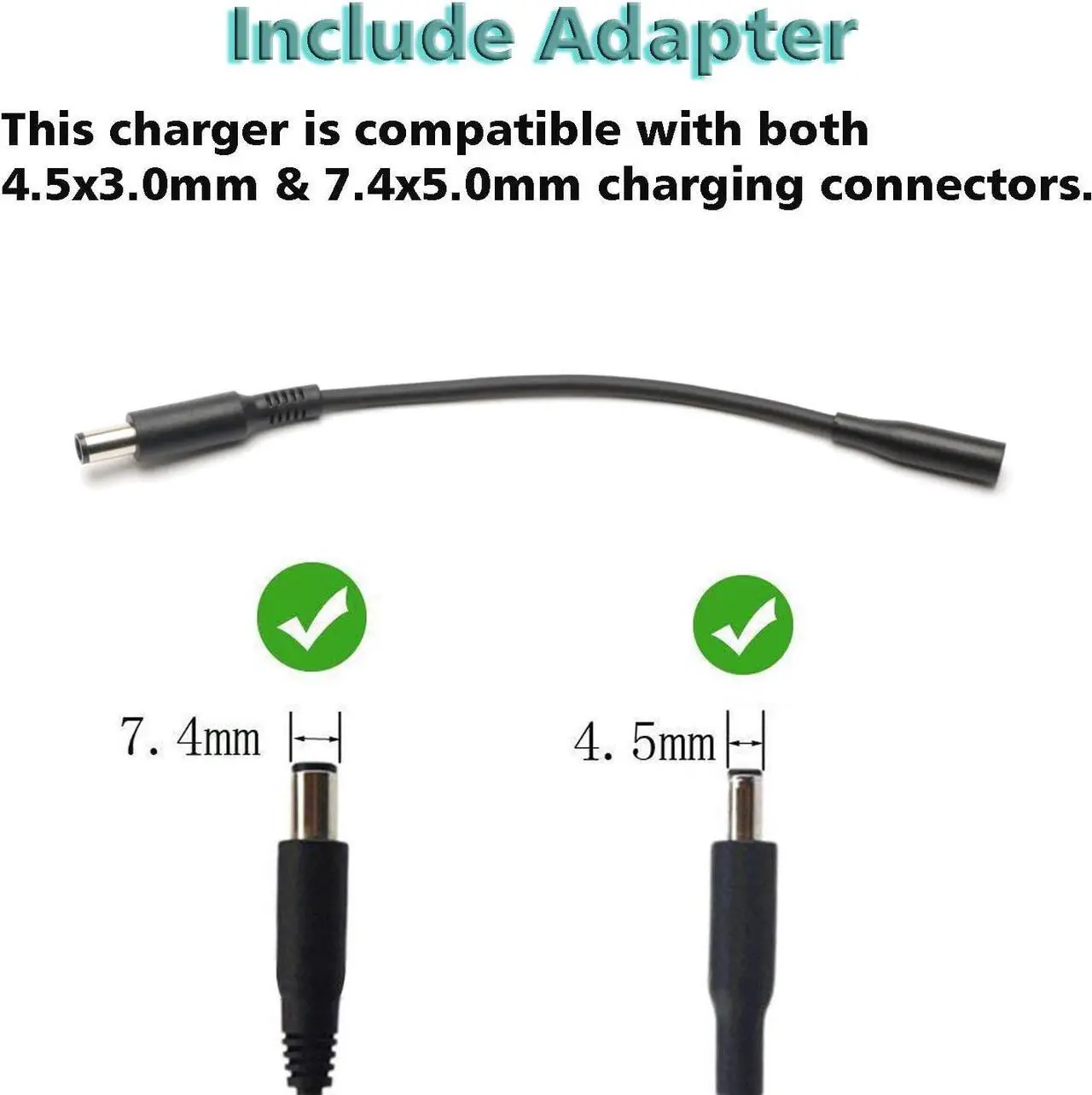 Alt view image 2 of 6 - 65W AC Charger for Dell Inspiron 15-7000 15-5000 15-3000 17-7000 17-5000 17-3000 13-7000 11-3000 2 in 1 Series 3558 3181 5100 5535 5555 5558 5559 5567 XPS 9350 9360 la65ns2-01 Charger Laptop Power