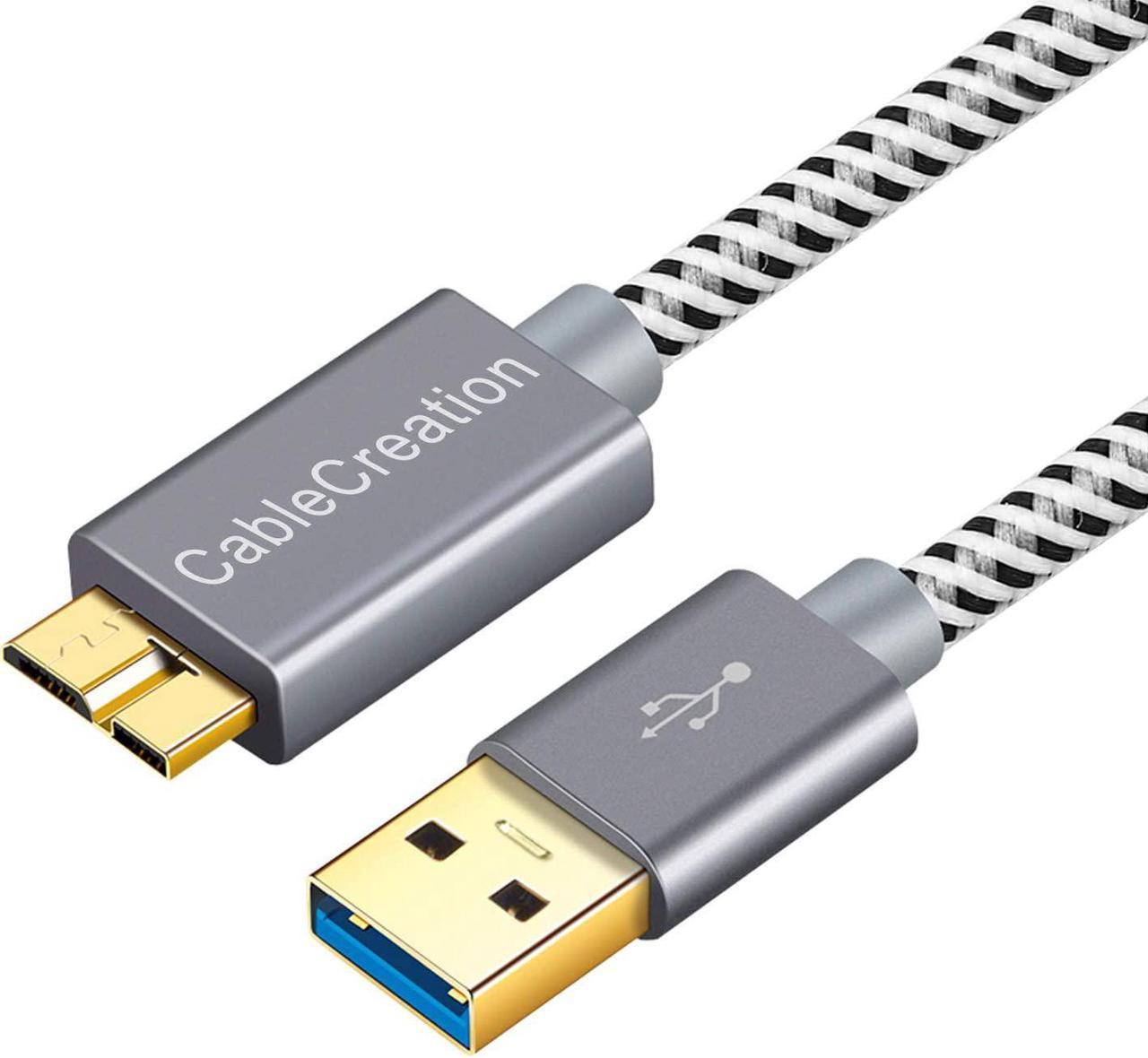 USB 3.0 Micro Cable, Cablecreation USB 3.0 A to Micro B Cord, Compatible with External Hard Drive, HD Camera, Charging Samsung Galaxy S5, Note 3/N9000, 3.3FT / 1M, Space Gray Aluminum