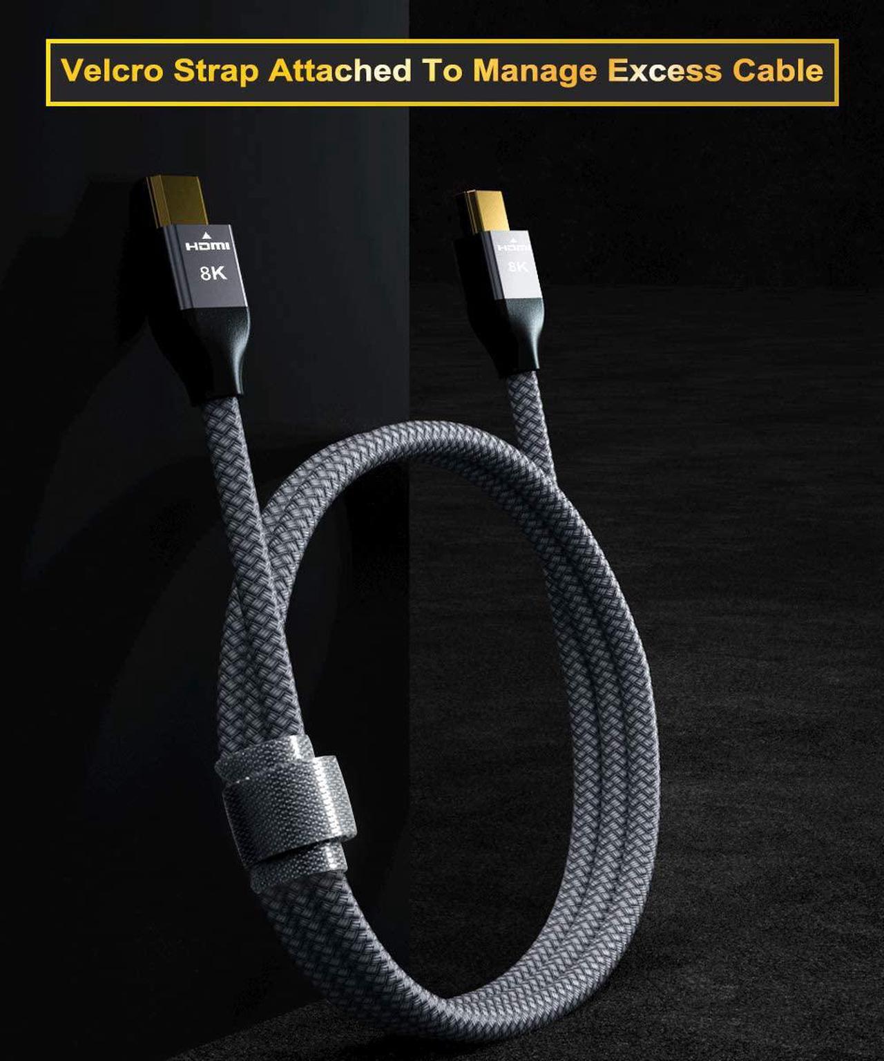 Alt view image 6 of 7 - 8K 60Hz HDMI Cable 6.6FT 2-Pack,Certified 48Gbps 7680P Ultra High Speed HDMI Cord for Apple TV,Roku,Samsung QLED,2.0 2.1,Sony Playstation,PS5,6FT,Xbox One Series X,eARC HDR HDCP 2.2 2.3,4K 120Hz 144Hz