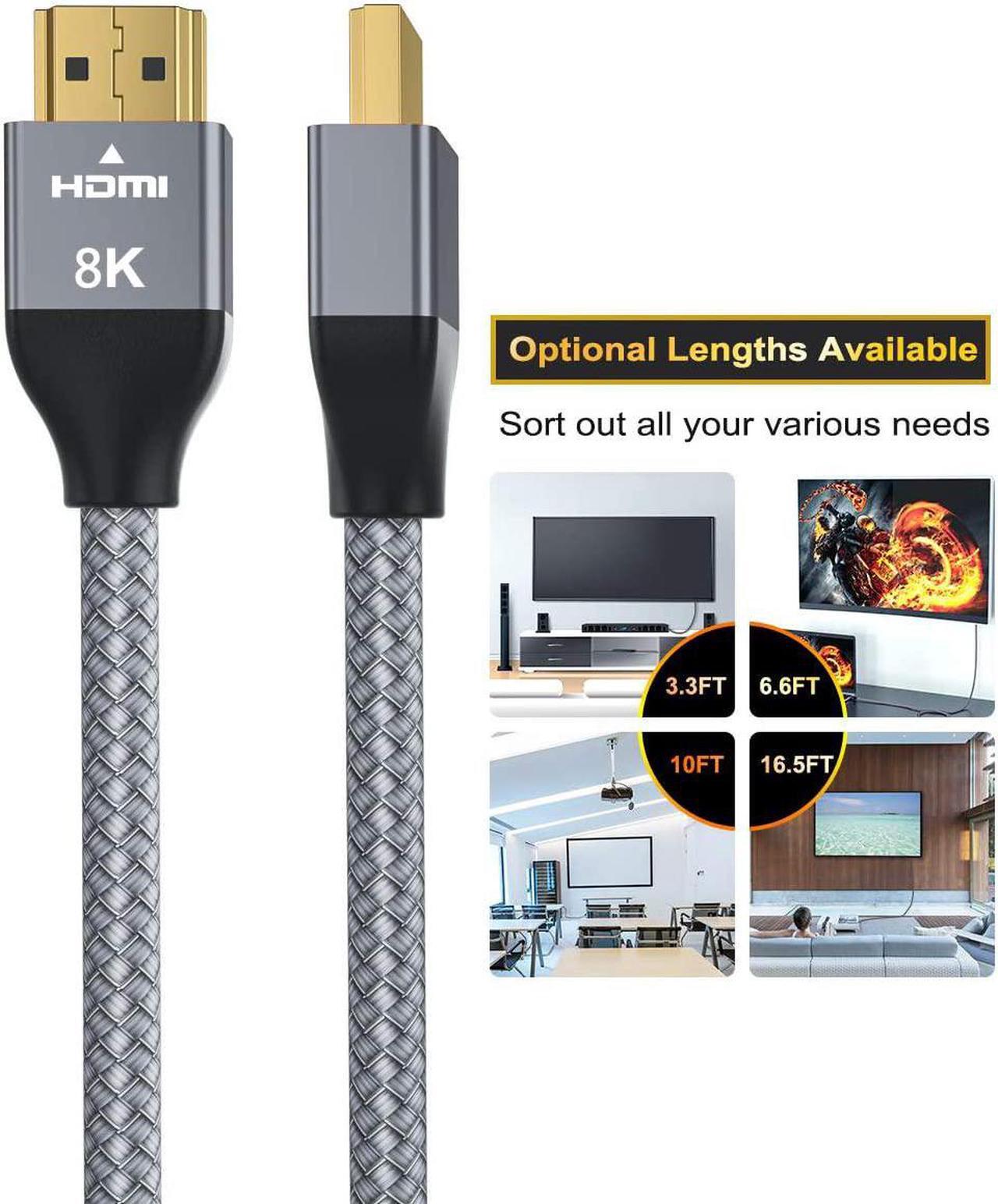Alt view image 4 of 7 - 8K 60Hz HDMI Cable 6.6FT 2-Pack,Certified 48Gbps 7680P Ultra High Speed HDMI Cord for Apple TV,Roku,Samsung QLED,2.0 2.1,Sony Playstation,PS5,6FT,Xbox One Series X,eARC HDR HDCP 2.2 2.3,4K 120Hz 144Hz