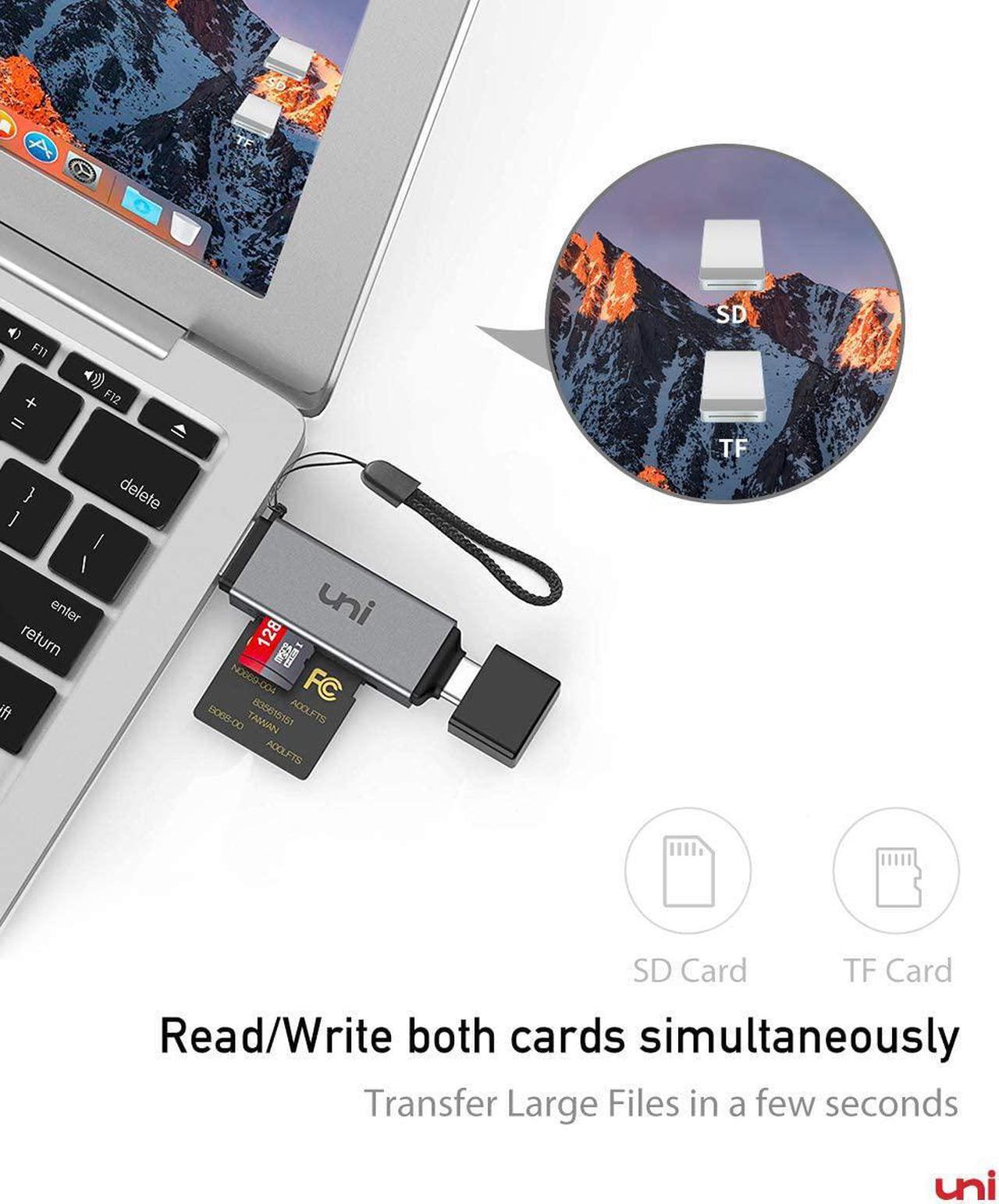 Alt view image 6 of 7 - SD Card Reader, uni USB C Memory Card Reader Adapter USB 3.0, Supports SD/Micro SD/SDHC/SDXC/MMC, Compatible for MacBook Pro, MacBook Air, iPad Pro 2018, Galaxy S20, Huawei Mate 30, and More