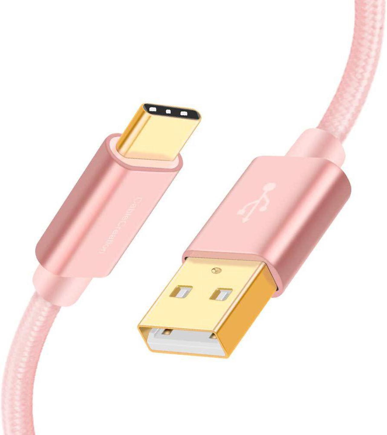 USB C Cable 10FT CableCreation USB A to USB C Cable Braided USB to C Cable Fast Charging Cable 3A 60W 480Mbps Data Compatible with MacBook Air Chromebook Pixel Galaxy S21 S20 S10, etc 3M Rose Gold