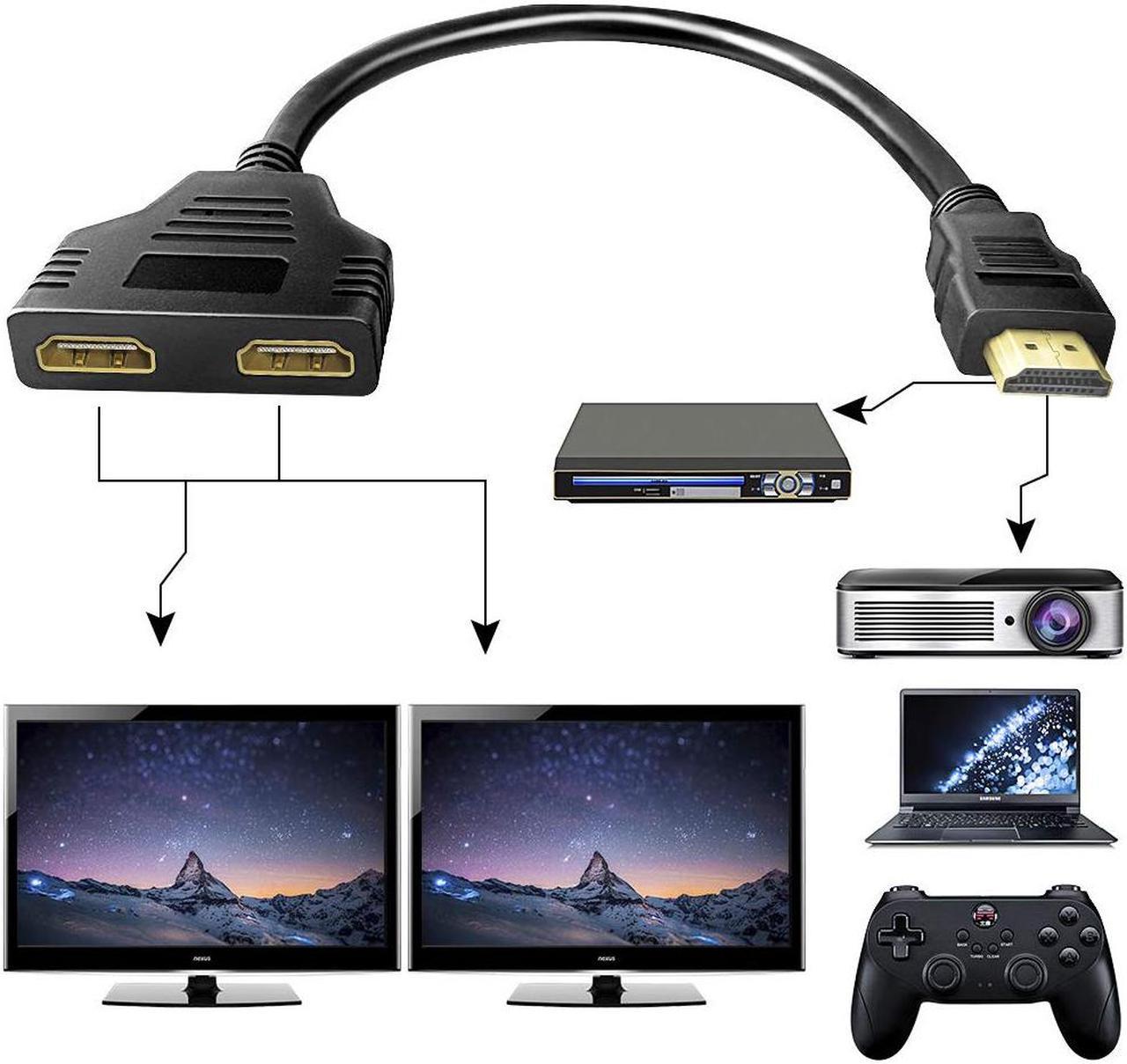 Hdmi Switch 1 in 2 Out 1080P Dual HDMI Splitter Adapter Cable for Xbox PS4 Blu-Ray Player HDTV Not Support Two TVs at The Same Time