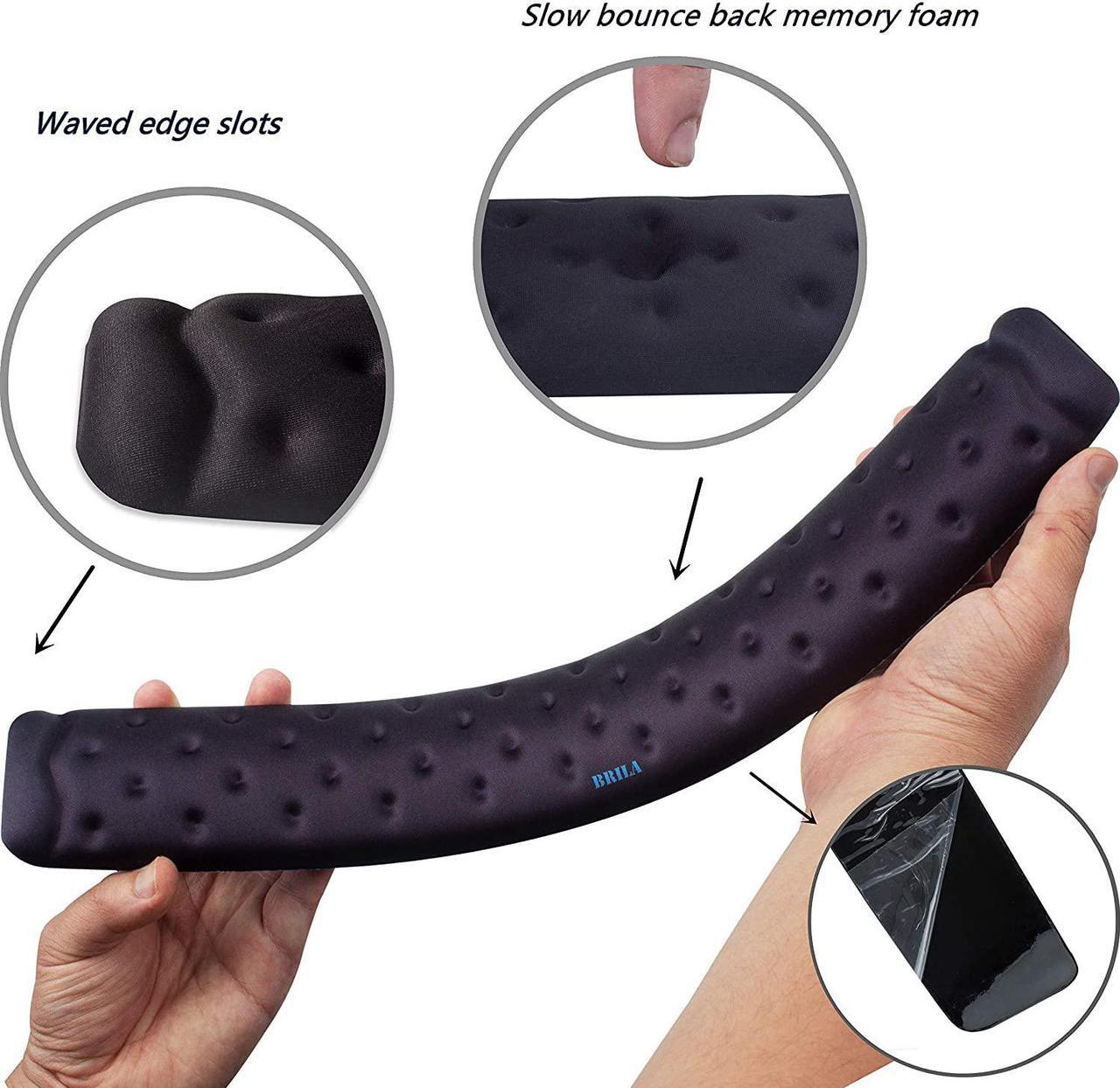 Alt view image 4 of 7 - Keyboard Wrist Rest Support Cushion Pad for Computer Laptop Office Work PC Gaming - Memory Foam Gel with Massage Holes Design - Non-Slip Easy Typing Wrist Pain Relief (Black Keyboard Pad)