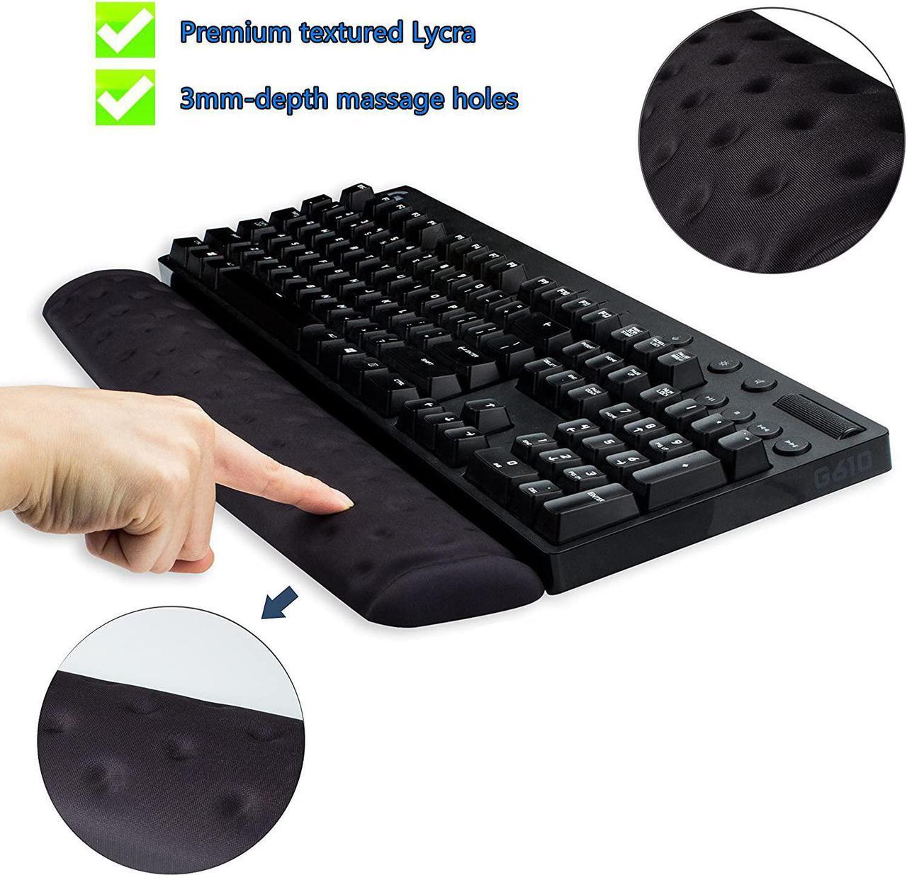 Alt view image 2 of 7 - Keyboard Wrist Rest Support Cushion Pad for Computer Laptop Office Work PC Gaming - Memory Foam Gel with Massage Holes Design - Non-Slip Easy Typing Wrist Pain Relief (Black Keyboard Pad)