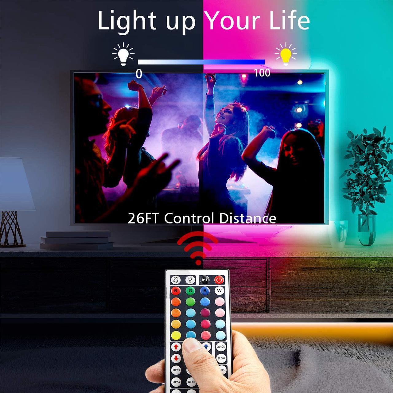 Alt view image 4 of 7 - Dalattin Led Lights for Bedroom 50ft,2 Rolls of 25ft RGB 5050 Led Strip Lights Color Changing Kit with 44 Keys Remote Controller and 12V Power Supply Led Light Strips Indoor Decoration