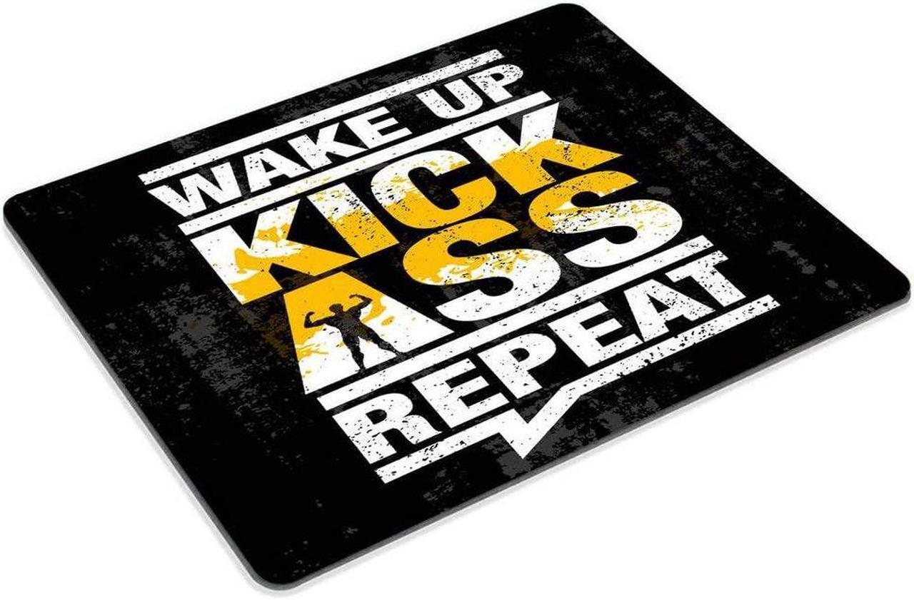 Alt view image 3 of 5 - Smooffly Fitness Gym Sport Workout Motivation Quote Mouse pad - Wake Up Kick Ass Repeat Non-Slip Rubber Comfortable Customized Computer Mouse Pad