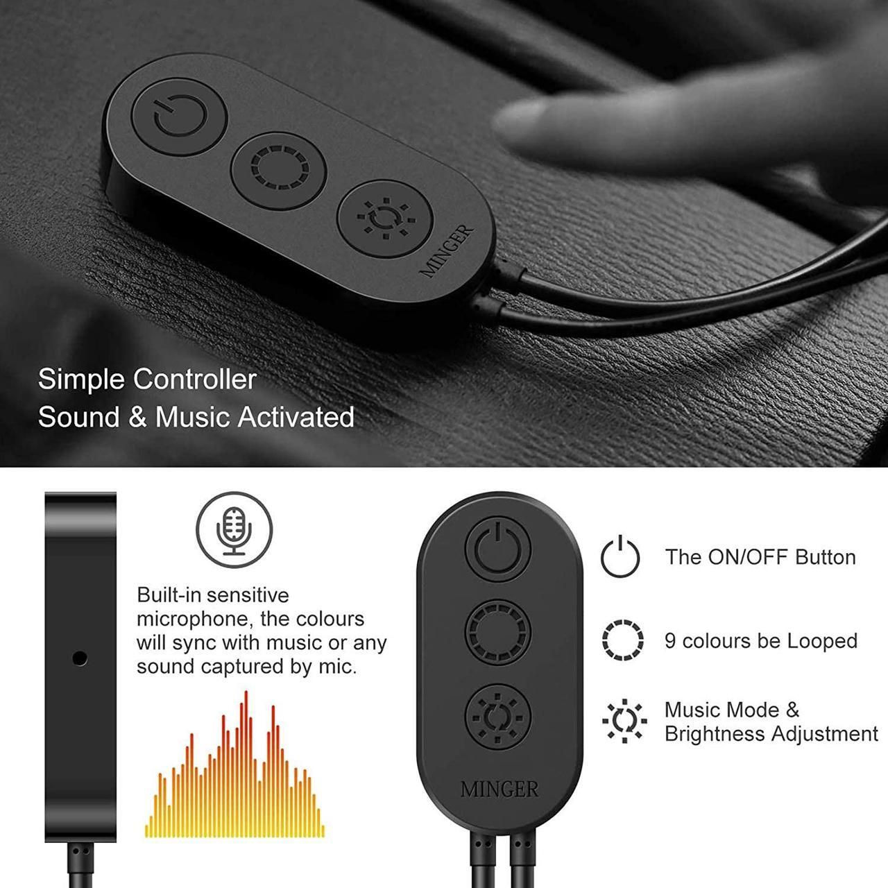 Alt view image 7 of 7 - MINGER RGBIC LED Strip Lights Music Sync Bluetooth Lights with Phone App Control and 5050 LEDs Water Resistant for Party Room Bedroom TV Gaming 16.4ft