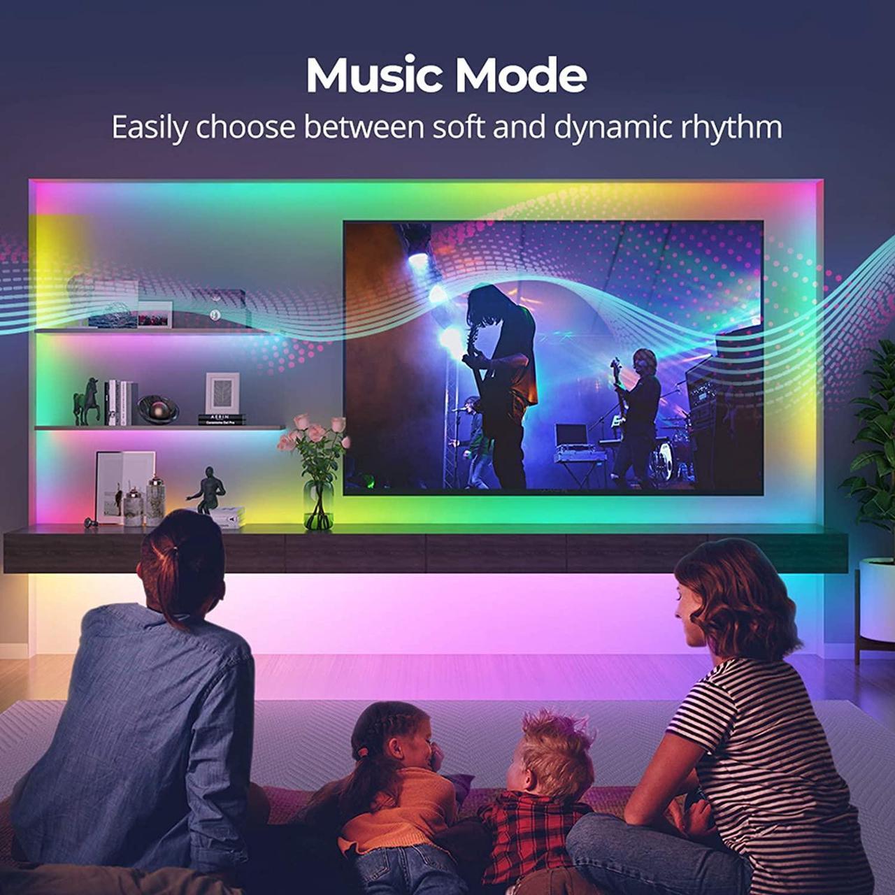 Alt view image 5 of 7 - MINGER RGBIC LED Strip Lights Music Sync Bluetooth Lights with Phone App Control and 5050 LEDs Water Resistant for Party Room Bedroom TV Gaming 16.4ft