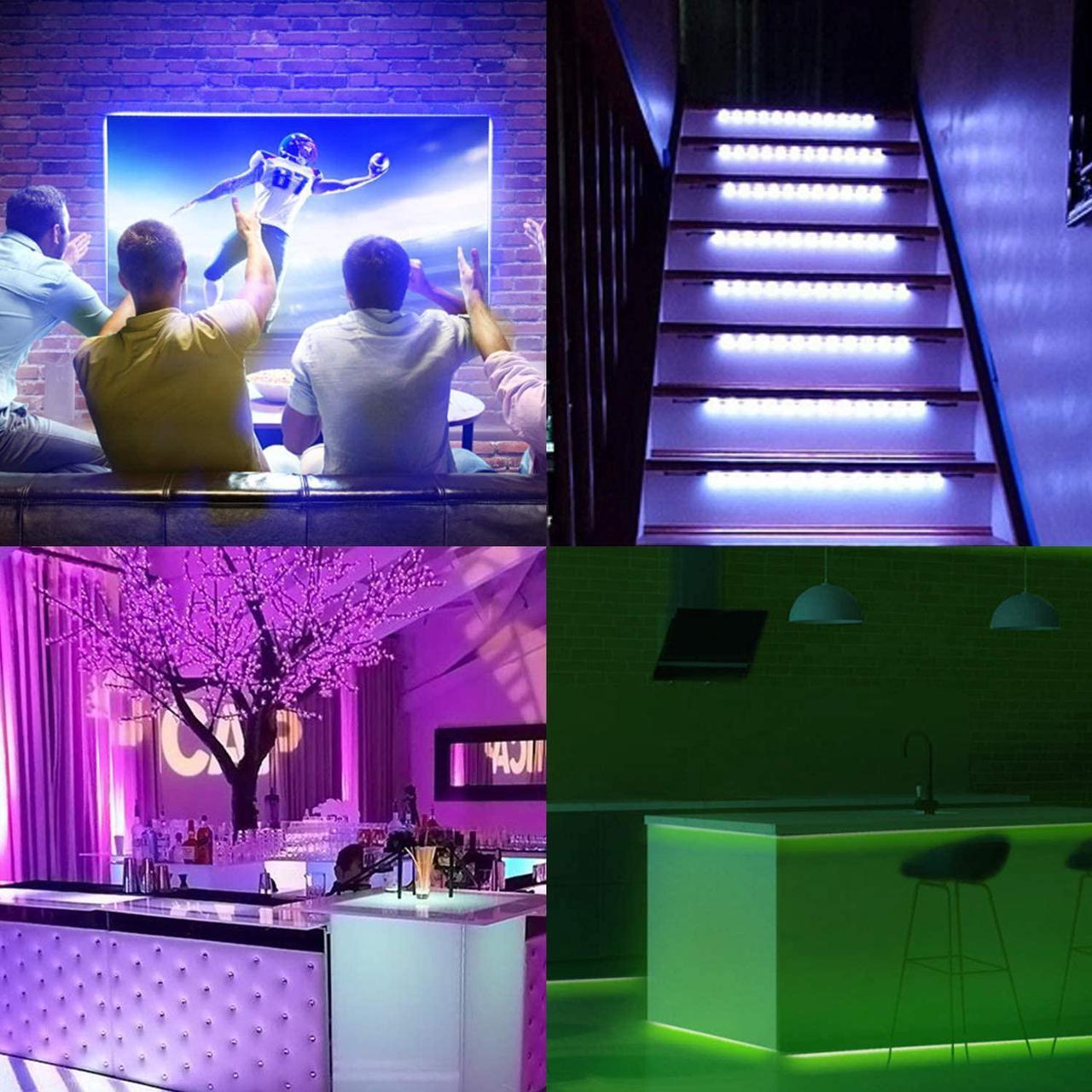 Alt view image 3 of 7 - LED Strip Lights 9.8ft RGB Color Changing Light Strip Kit with Remote and Control Box for Room Bedroom TV Cupboard Decoration Bright 5050 LEDs Easy Installation