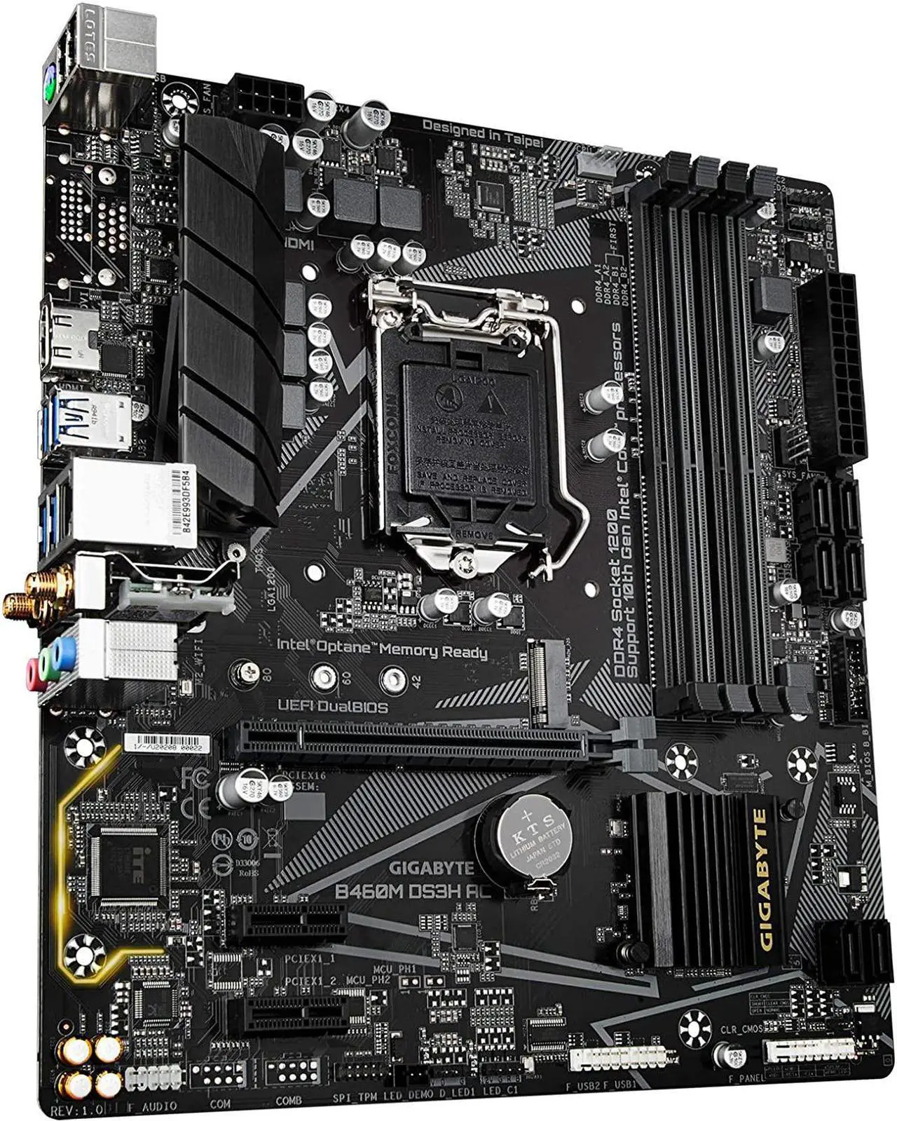 Alt view image 2 of 3 - Gigabyte B460M DS3H AC Intel B460 1200 LGA MicroATX M.2 Desktop Motherboard A