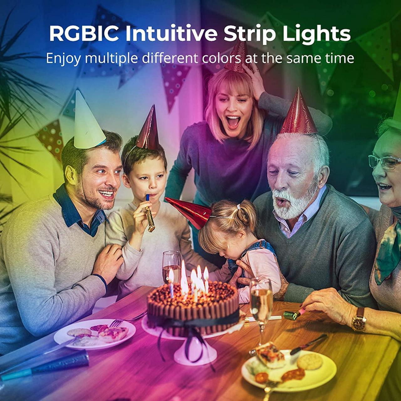 Alt view image 2 of 7 - MINGER RGBIC LED Strip Lights Music Sync Bluetooth Lights with Phone App Control and 5050 LEDs Water Resistant for Party Room Bedroom TV Gaming 16.4ft