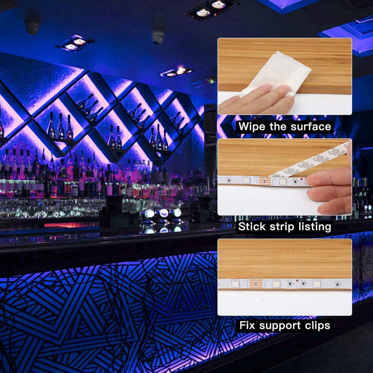 Alt view image 5 of 7 - LED Strip Lights 9.8ft RGB Color Changing Light Strip Kit with Remote and Control Box for Room Bedroom TV Cupboard Decoration Bright 5050 LEDs Easy Installation