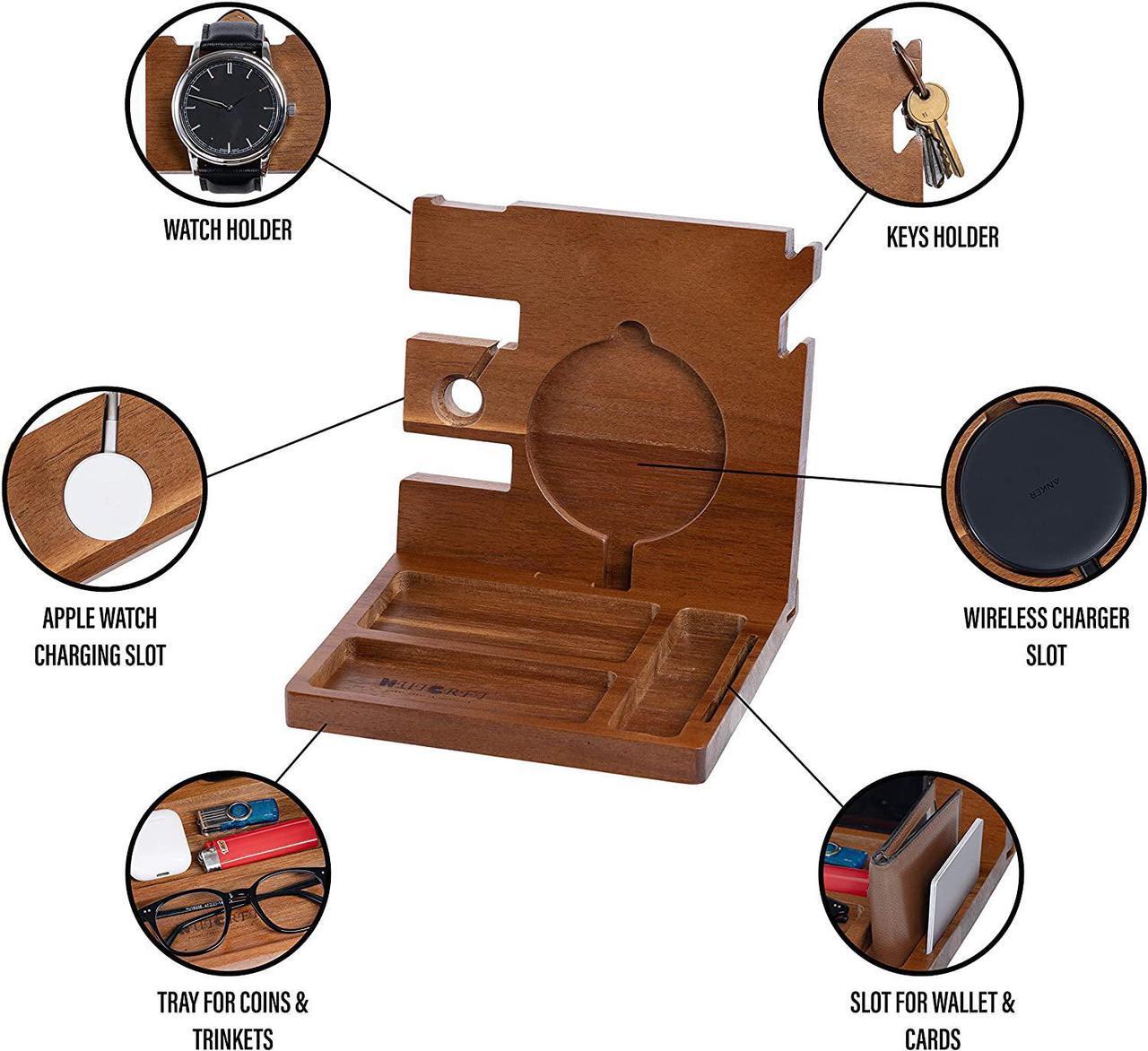 Alt view image 2 of 6 - Wood Docking Station with Wireless Charger Cutout