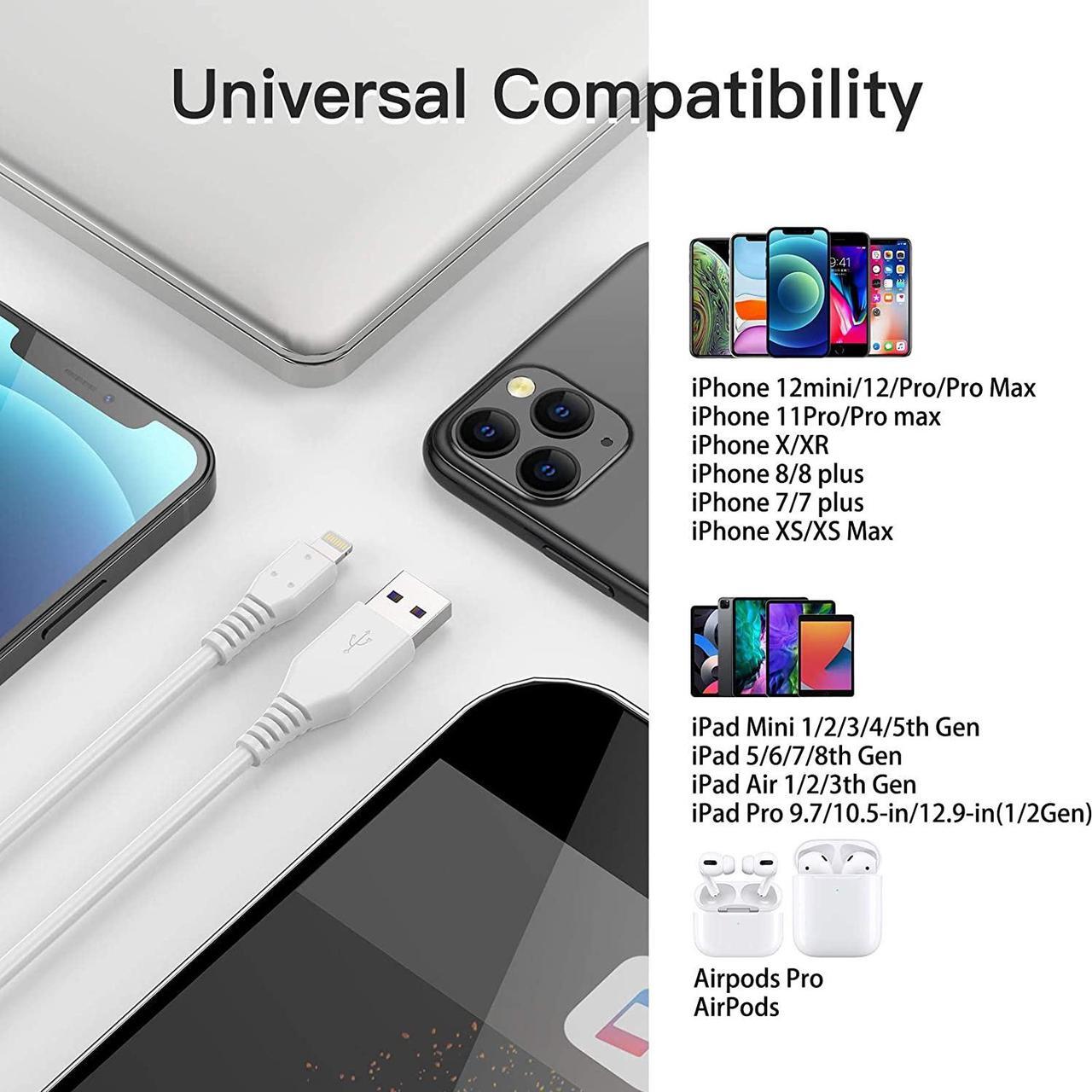 Alt view image 7 of 7 - 3Pack iPhone Charger Cable 6ft MFI Certified Lightning Cable Long 6 Foot Charging Cord for  iPhone 14 13 12 11 Pro X XS Max XR/8 Plus/7 Plus/6/6s Plus/5s /5c/iPad Mini Air (Gold)