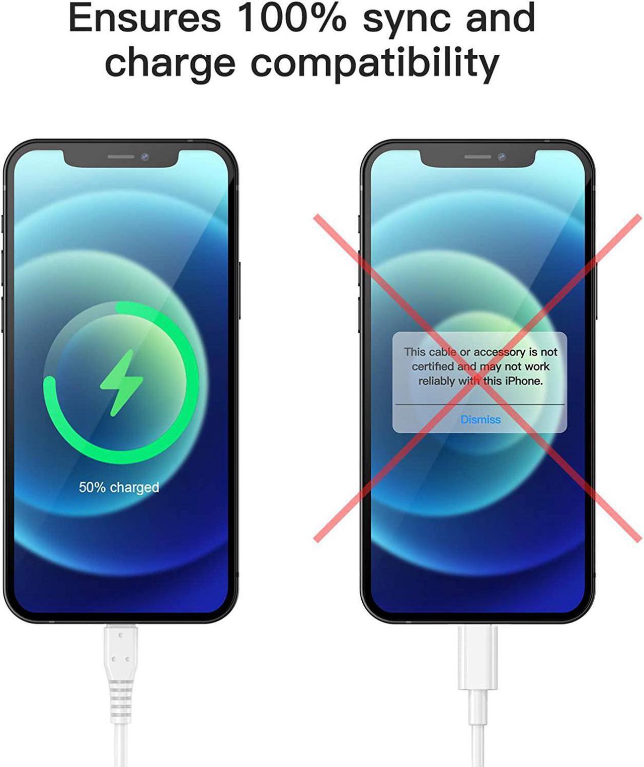 Alt view image 4 of 7 - 3Pack iPhone Charger Cable 6ft MFI Certified Lightning Cable Long 6 Foot Charging Cord for  iPhone 14 13 12 11 Pro X XS Max XR/8 Plus/7 Plus/6/6s Plus/5s /5c/iPad Mini Air (Gold)